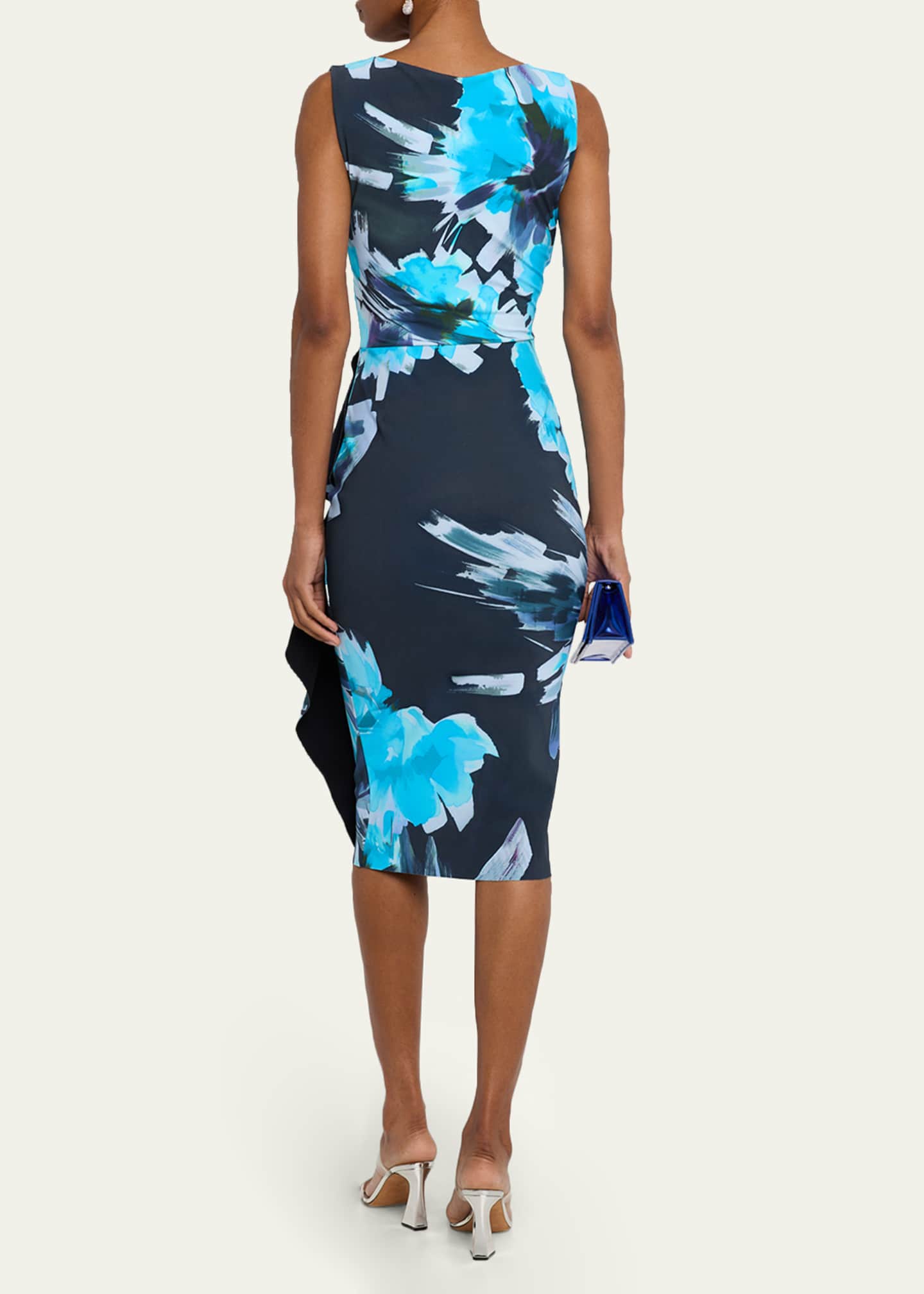 Chiara Boni La Petite Robe Draped Abstract-Print Bodycon Dress, Blupat, Women's, 8, Petites Petite Dresses & Jumpsuits