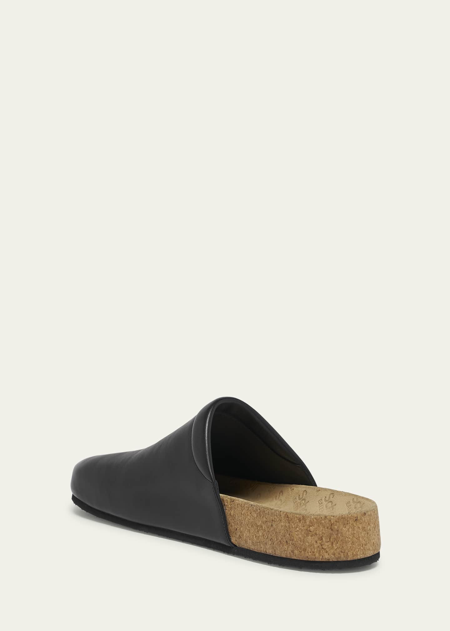 Balenciaga x Scholl Men's Calfskin Cork-Sole Flat Mules Image 4 of 6