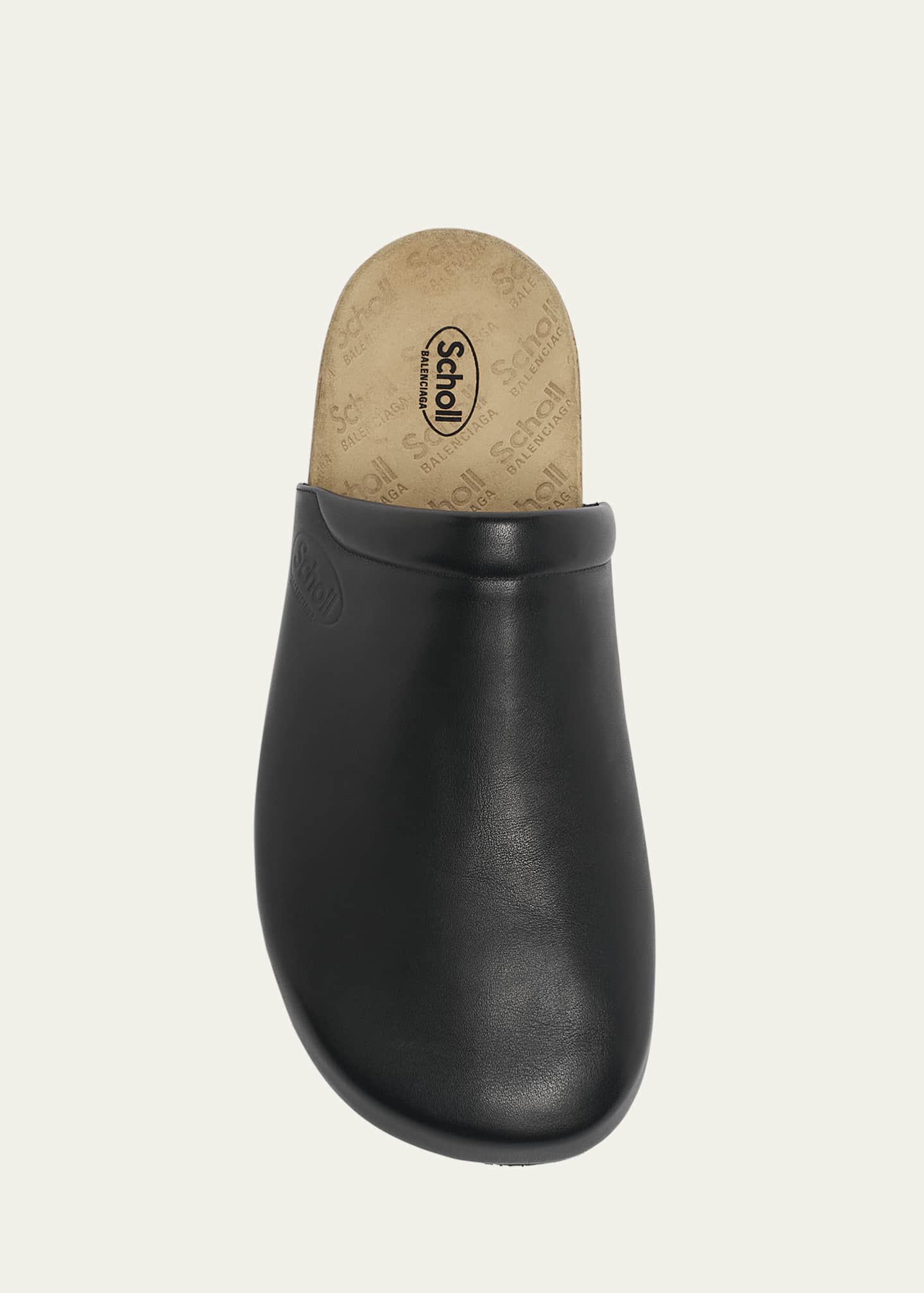 Balenciaga x Scholl Men's Calfskin Cork-Sole Flat Mules Image 6 of 6