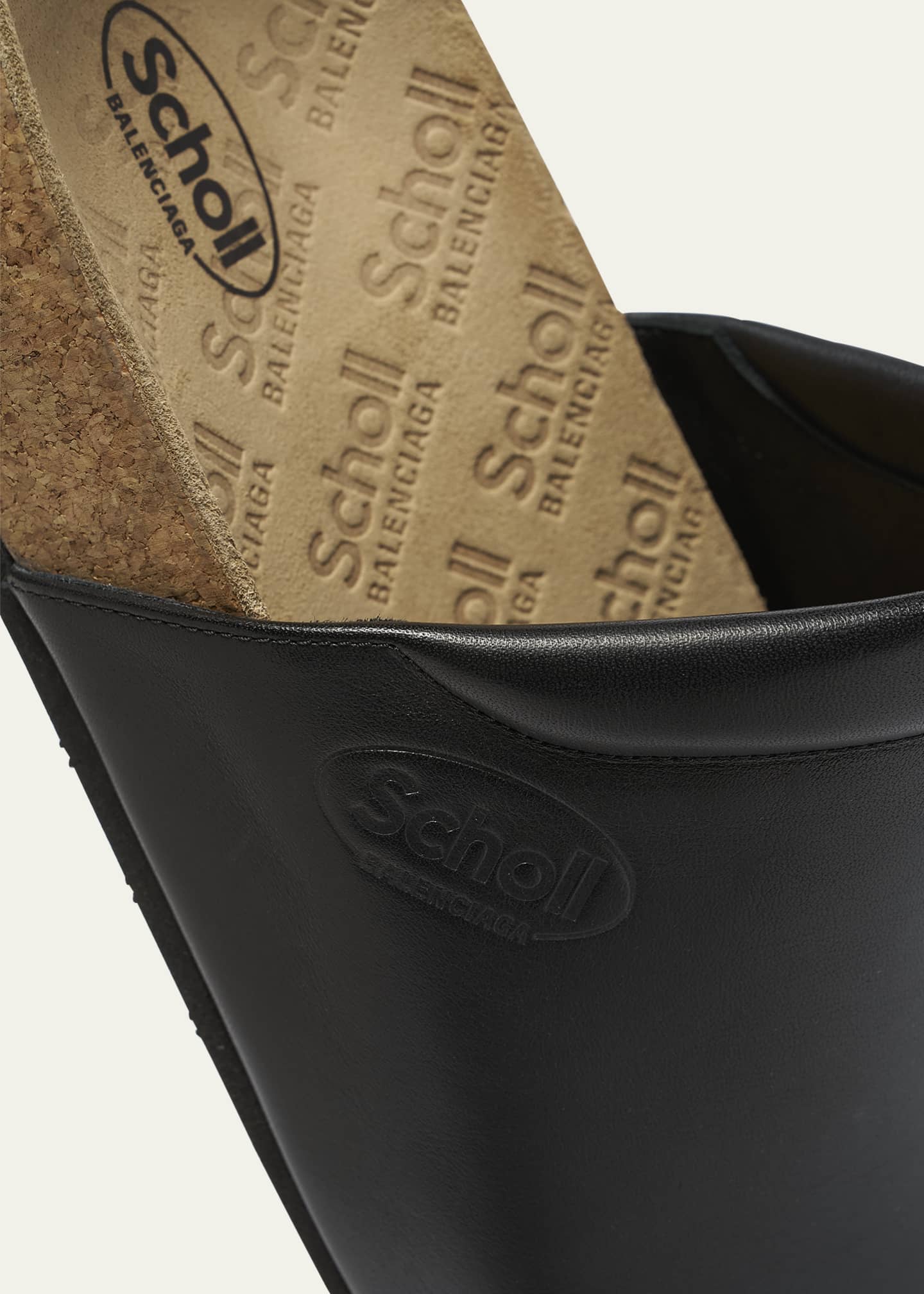 Balenciaga x Scholl Men's Calfskin Cork-Sole Flat Mules Image 5 of 6