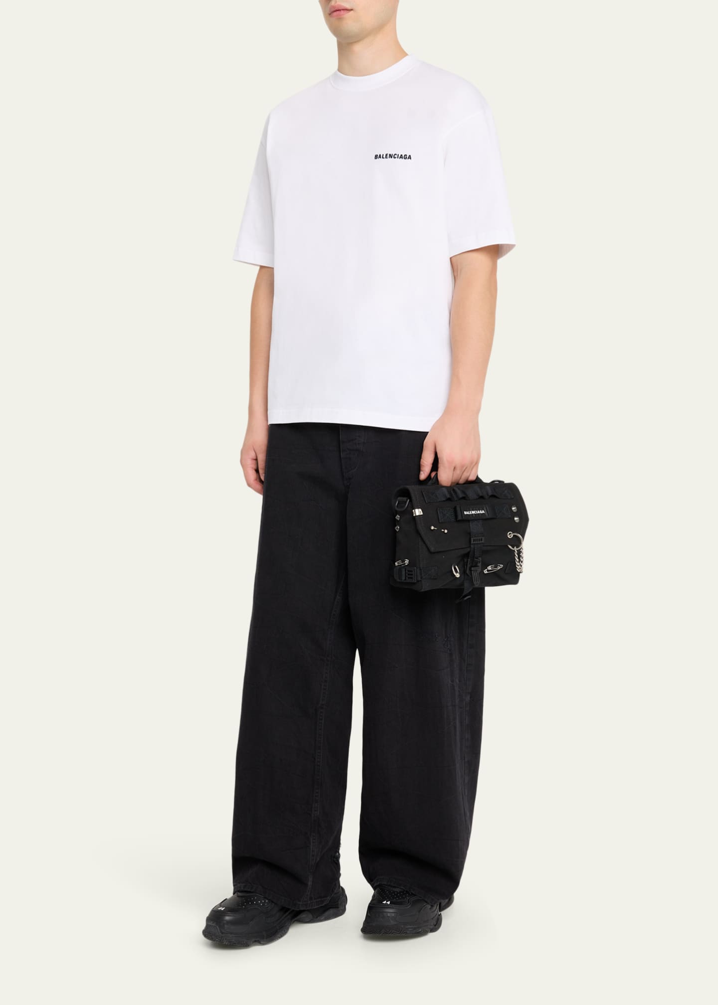 Balenciaga Men's Pierced Canvas Army Messenger Bag - Bergdorf Goodman