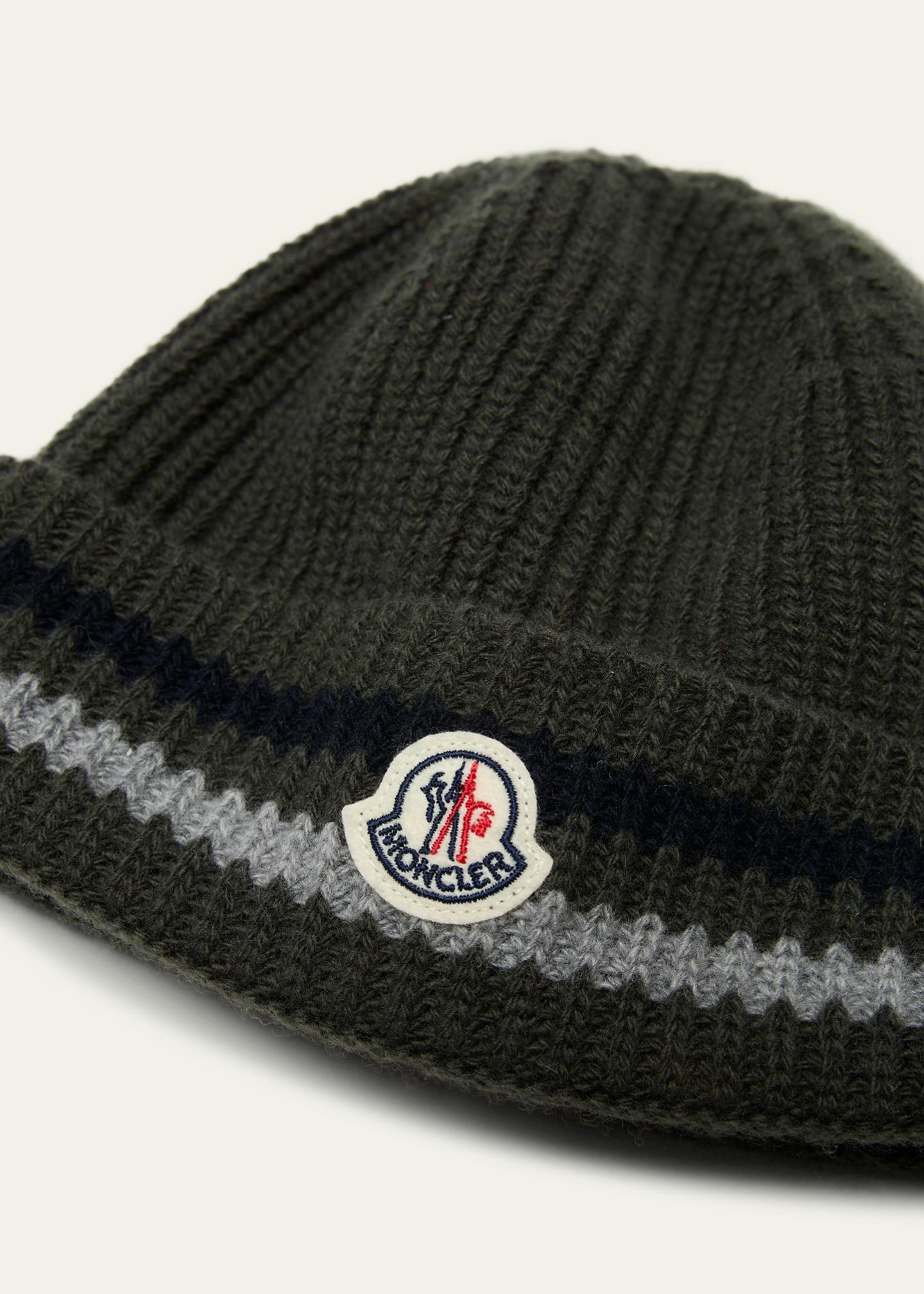 Moncler Boy's Wool Knit Logo Beanie - Bergdorf Goodman