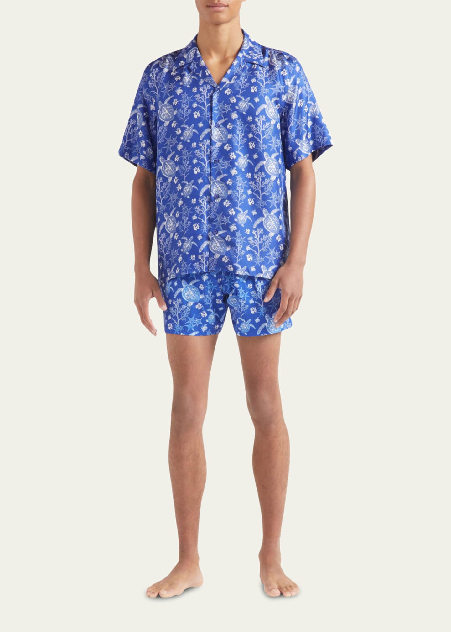 Vilebrequin Men's Silk X-Ray Turtles Bowling Shirt Image 2 of 3
