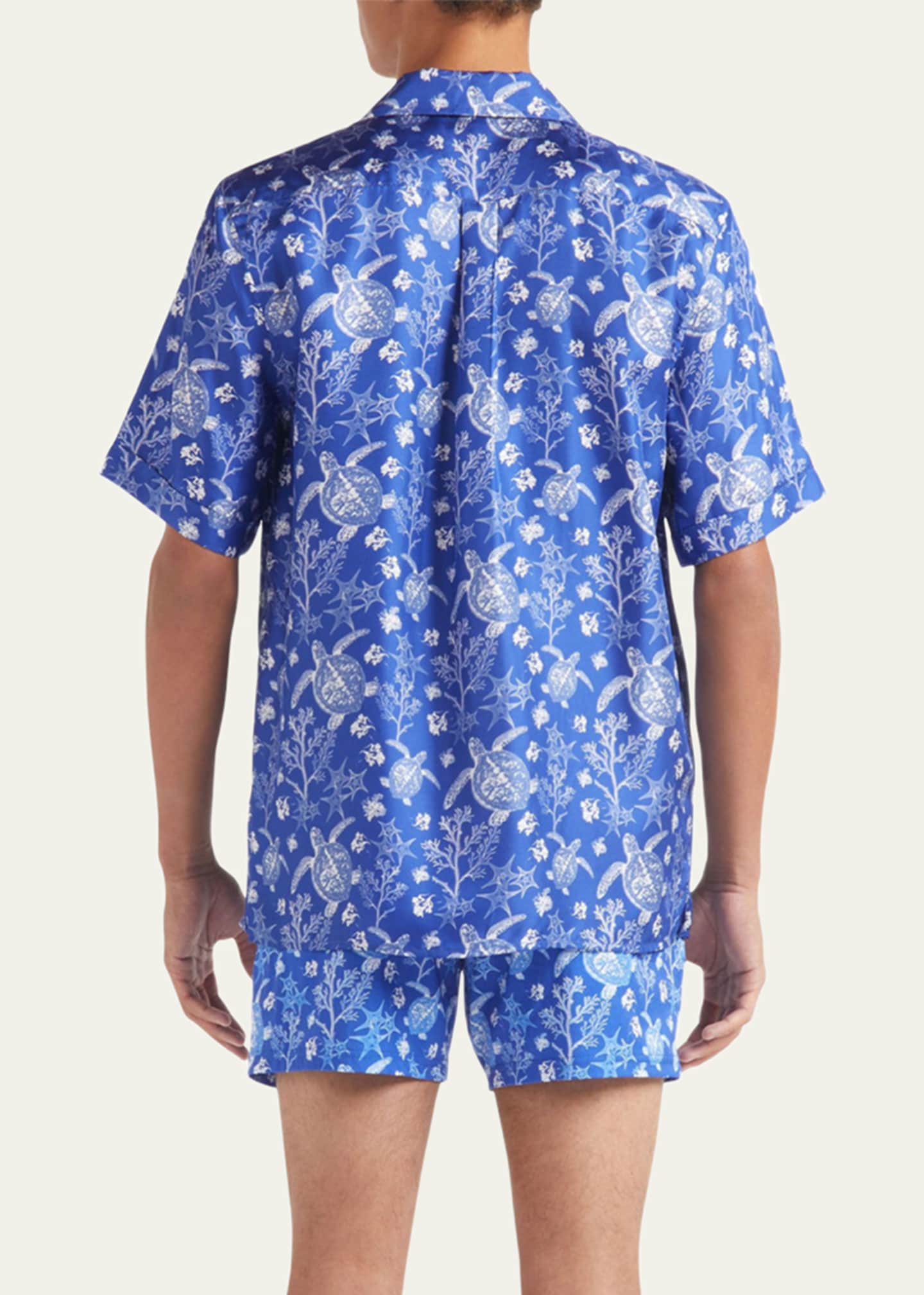 Vilebrequin Men's Silk X-Ray Turtles Bowling Shirt Image 3 of 3