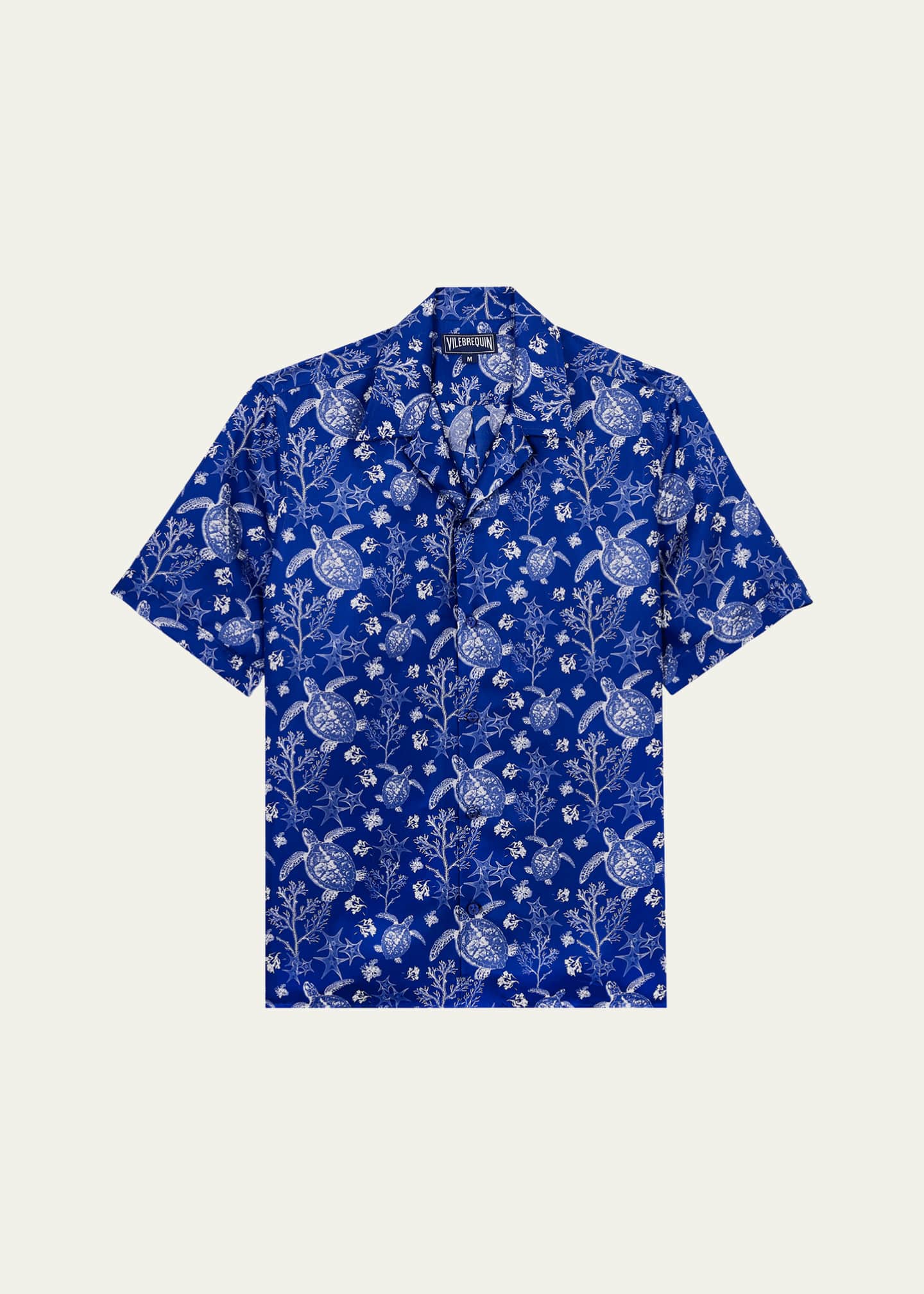 Vilebrequin Men's Silk X-Ray Turtles Bowling Shirt Image 1 of 3