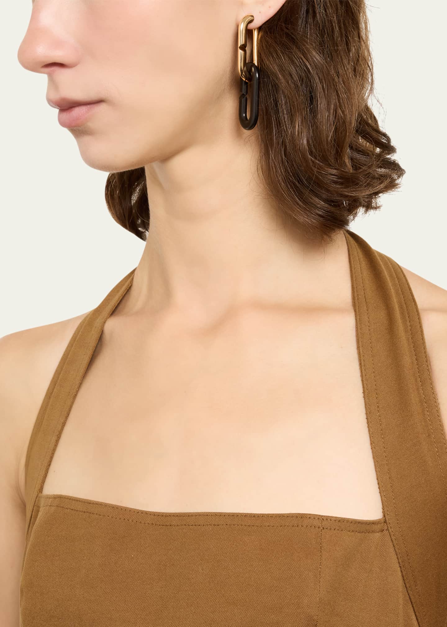 Vhernier Mon Jeu Maxi 18K Rose Gold and Ebony Link Earrings Image 2 of 4