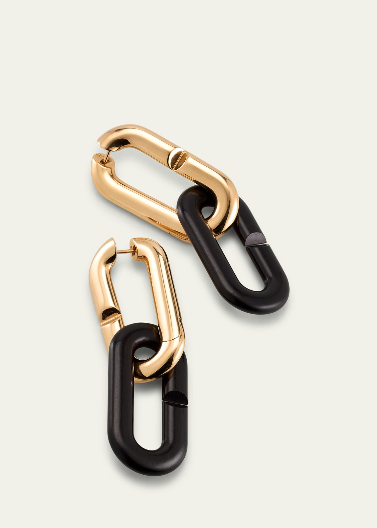 Vhernier Mon Jeu Maxi 18K Rose Gold and Ebony Link Earrings Image 3 of 4