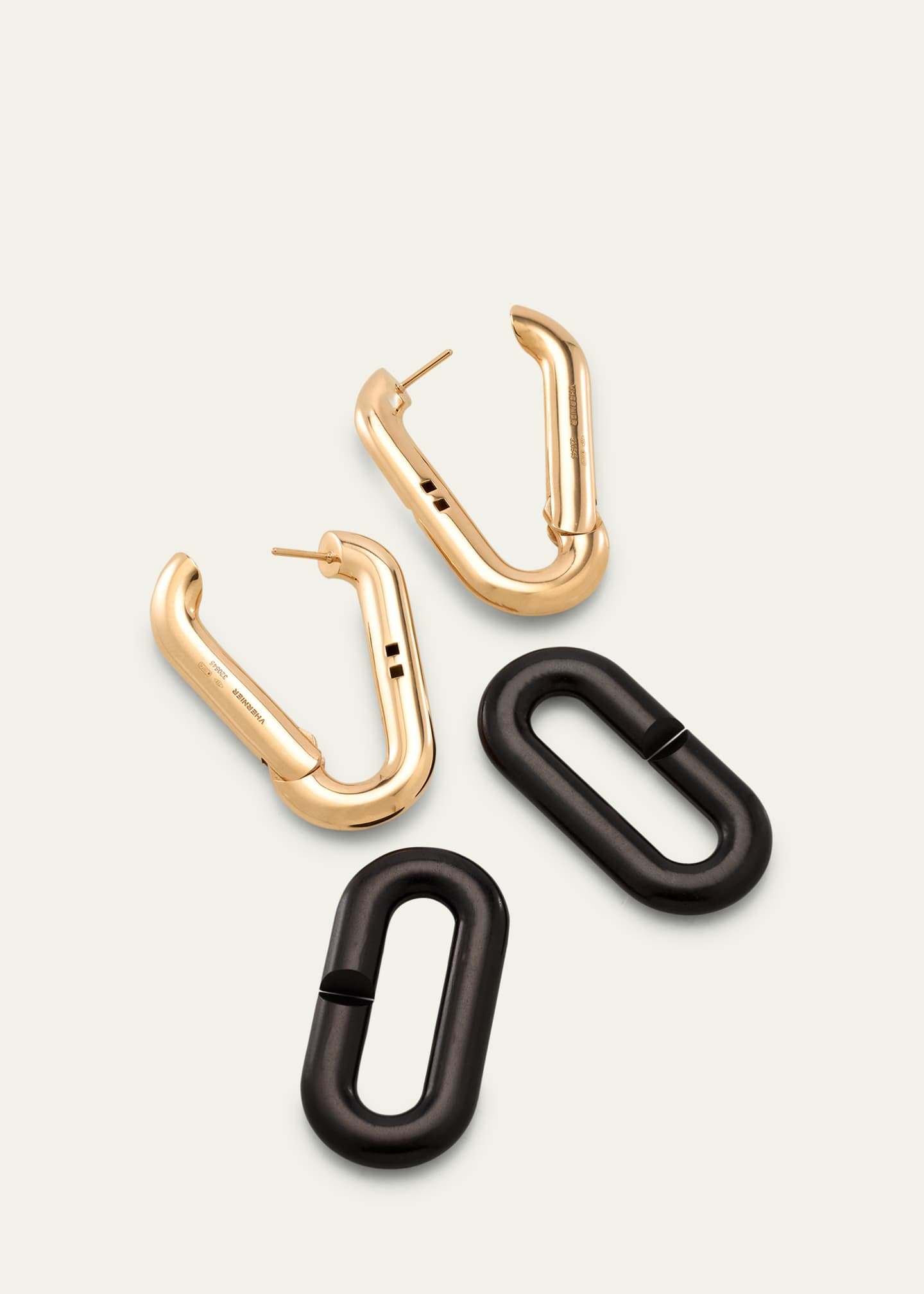 Vhernier Mon Jeu Maxi 18K Rose Gold and Ebony Link Earrings Image 4 of 4