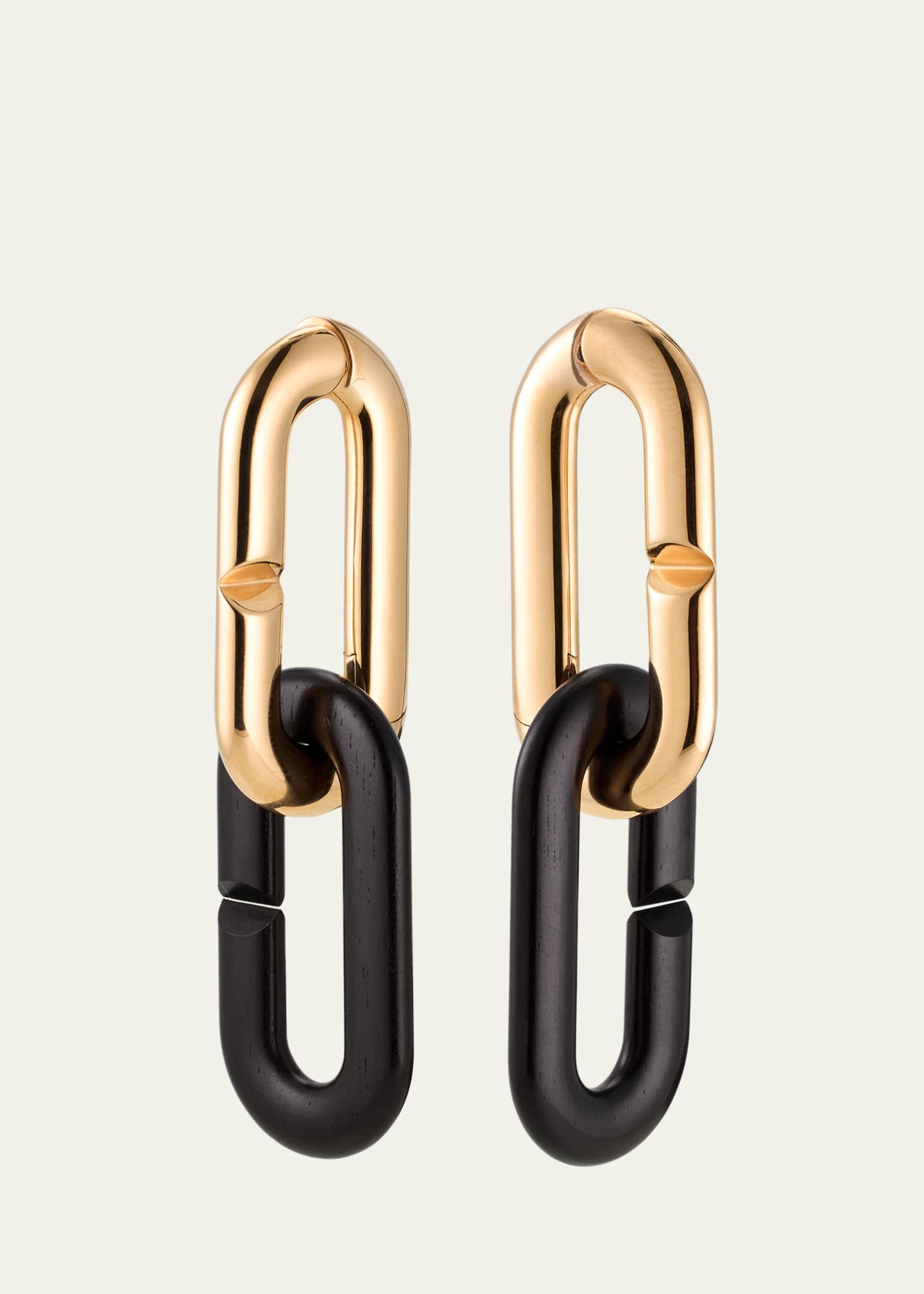 Vhernier Mon Jeu Maxi 18K Rose Gold and Ebony Link Earrings Image 1 of 4