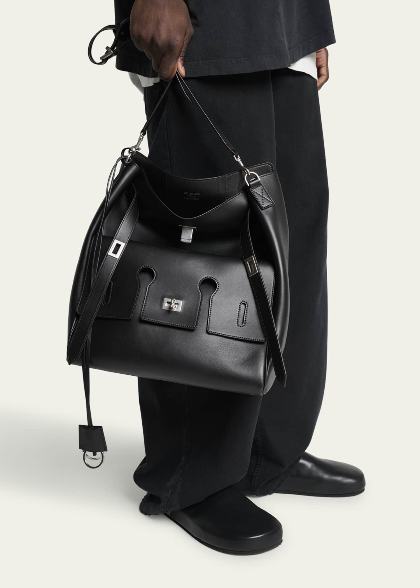 【BALENCIAGA】BEL AIR SHOULDER BAG Balenciaga Men's Bel Air Leather Hobo Messenger Bag