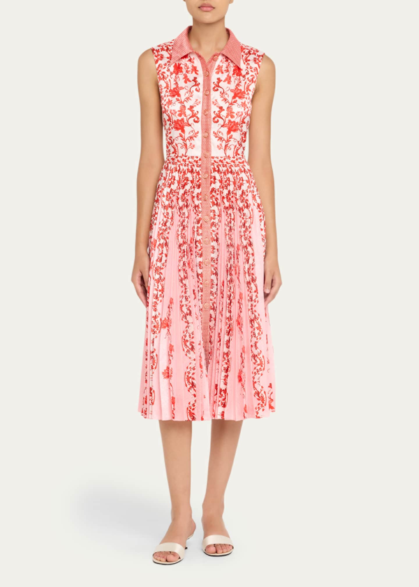 Saloni Darby Printed Button-Front Midi Dress Image 2 of 5
