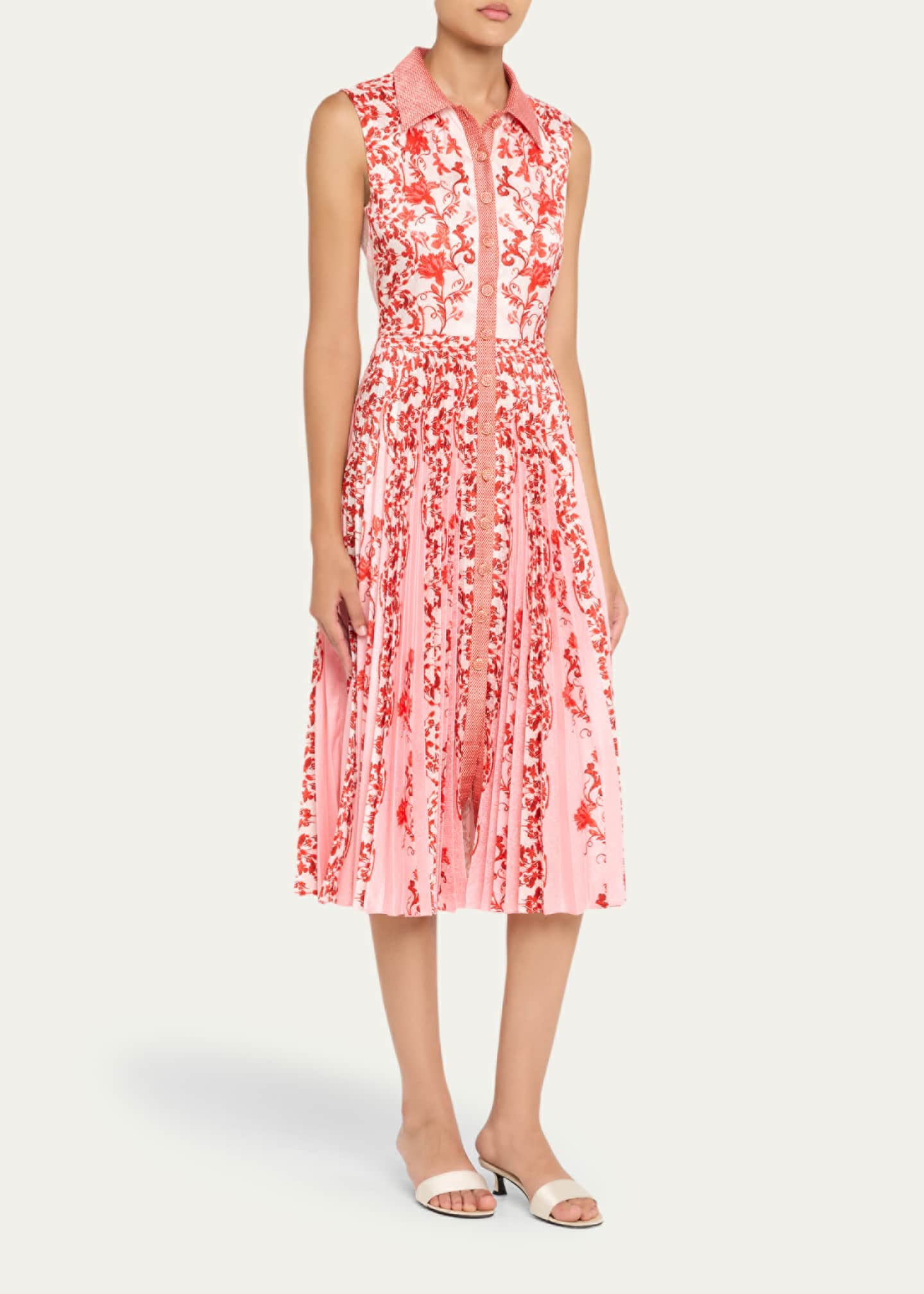 Saloni Darby Printed Button-Front Midi Dress Image 4 of 5