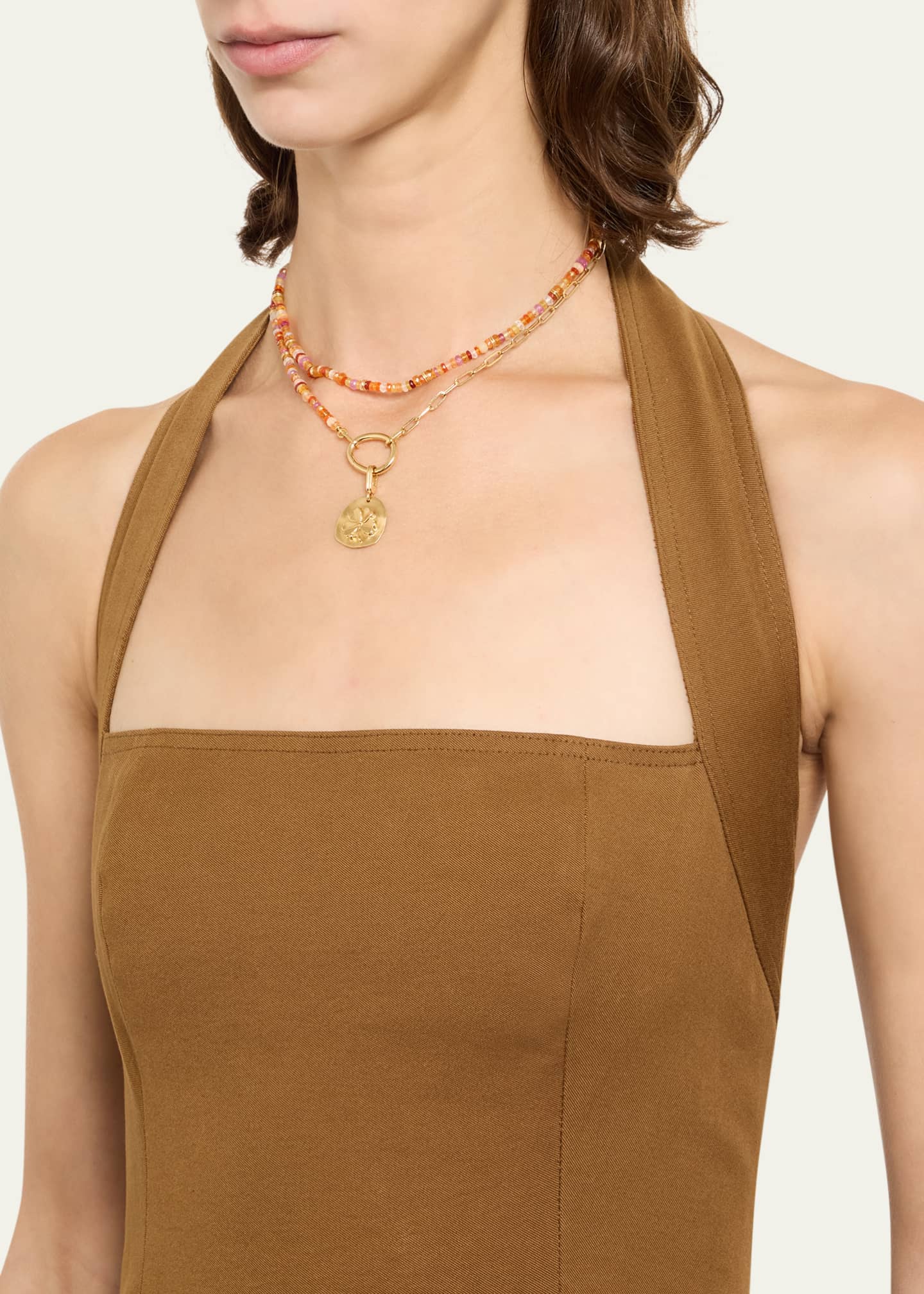 Mellerio Lien Pierres Orange 18K Yellow Gold Multi-Gemstone Paperclip Chain Necklace Image 2 of 4