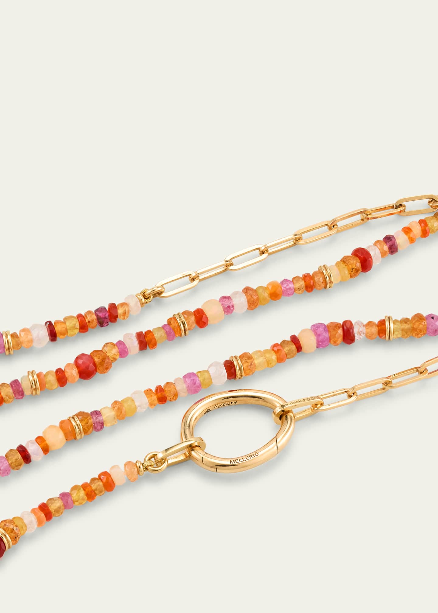 Mellerio Lien Pierres Orange 18K Yellow Gold Multi-Gemstone Paperclip Chain Necklace Image 4 of 4