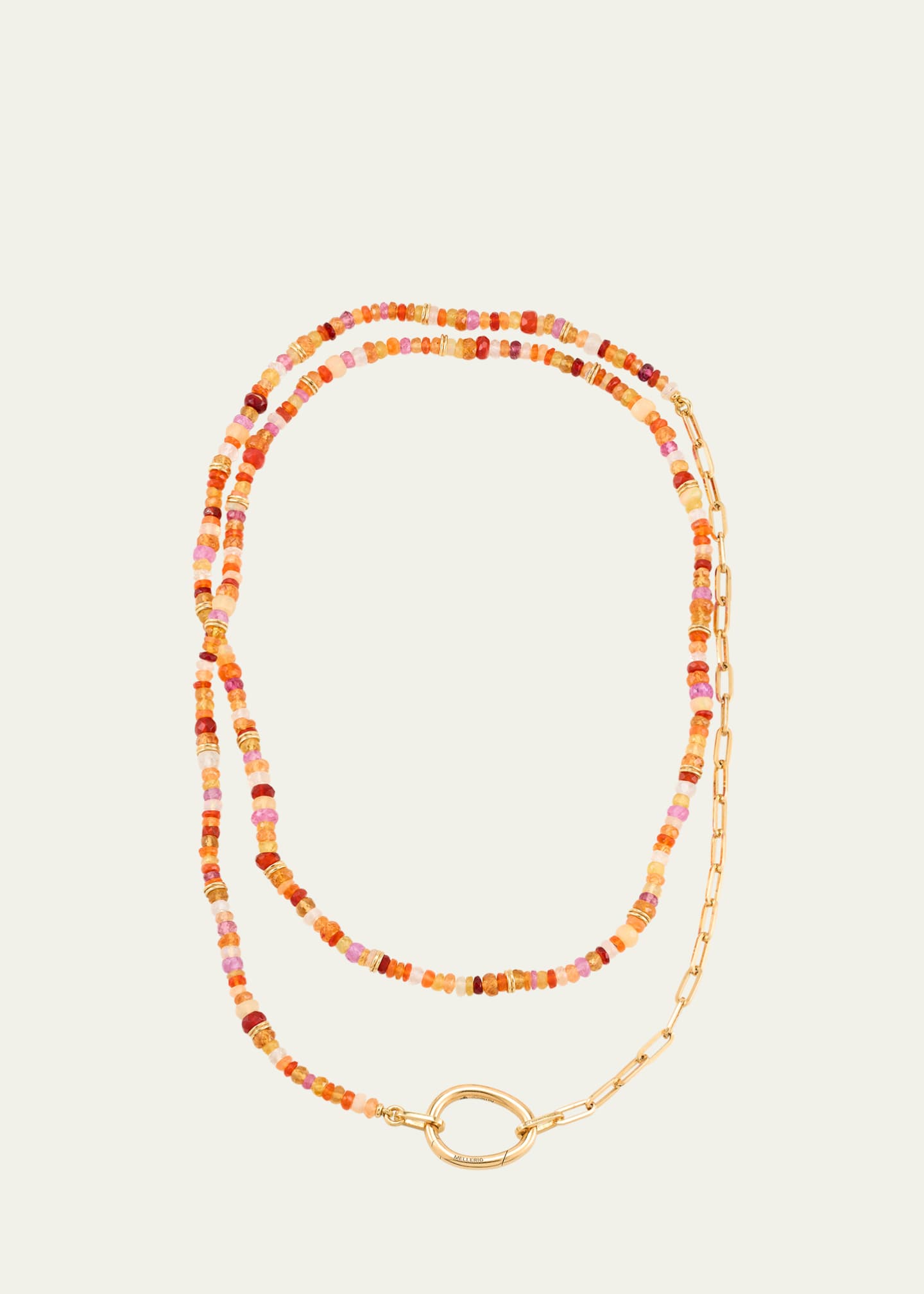 Mellerio Lien Pierres Orange 18K Yellow Gold Multi-Gemstone Paperclip Chain Necklace Image 1 of 4