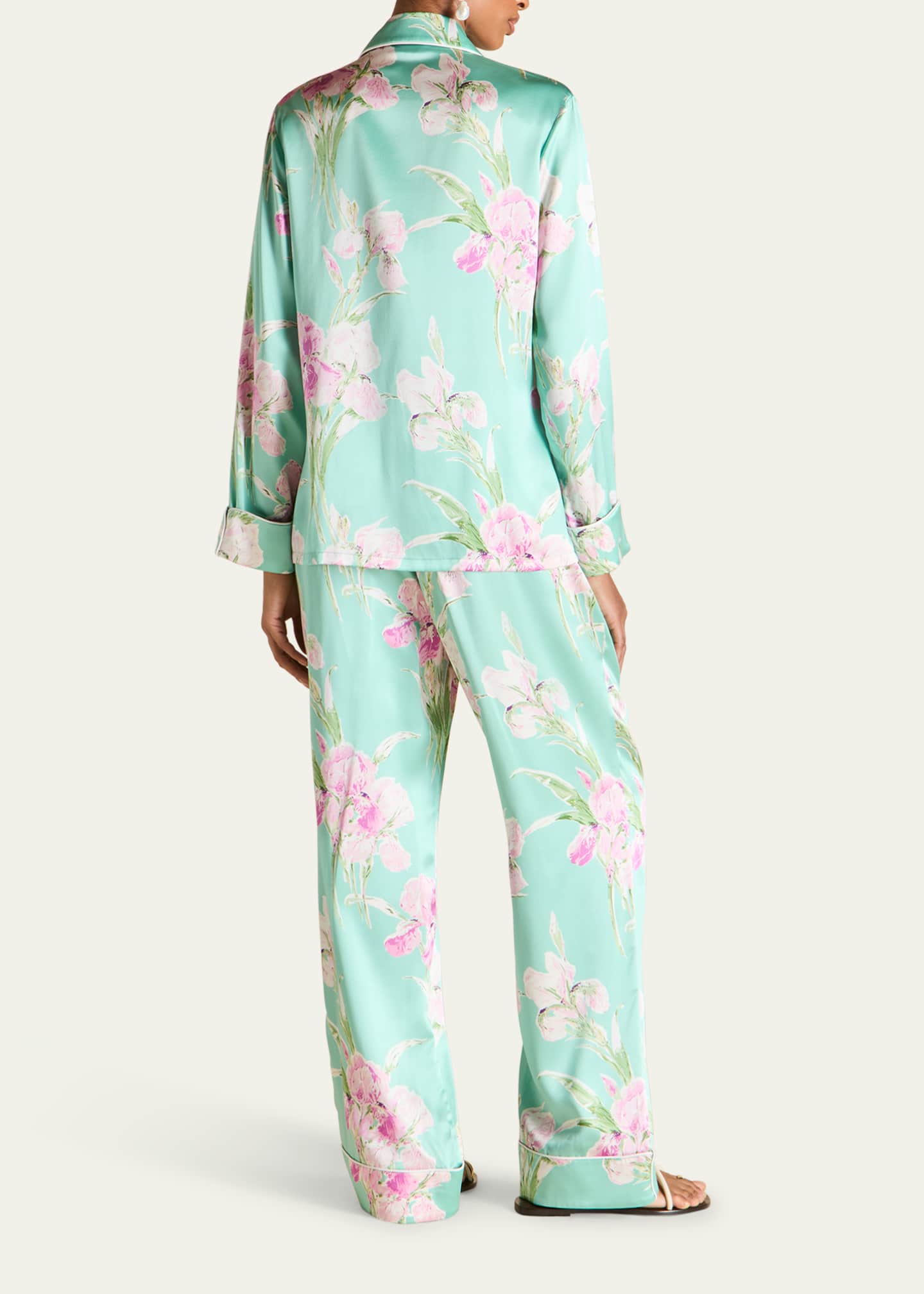 Olivia von Halle Lila Abalone Floral-Print Silk Pajama Set Image 3 of 5
