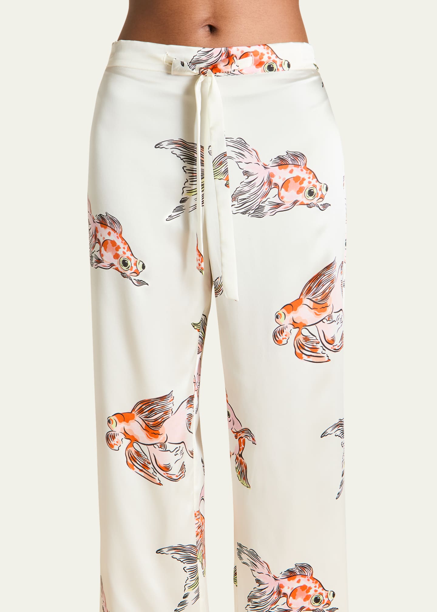 Olivia von Halle Lila Cora Fish-Print Silk Pajama Set Image 5 of 5