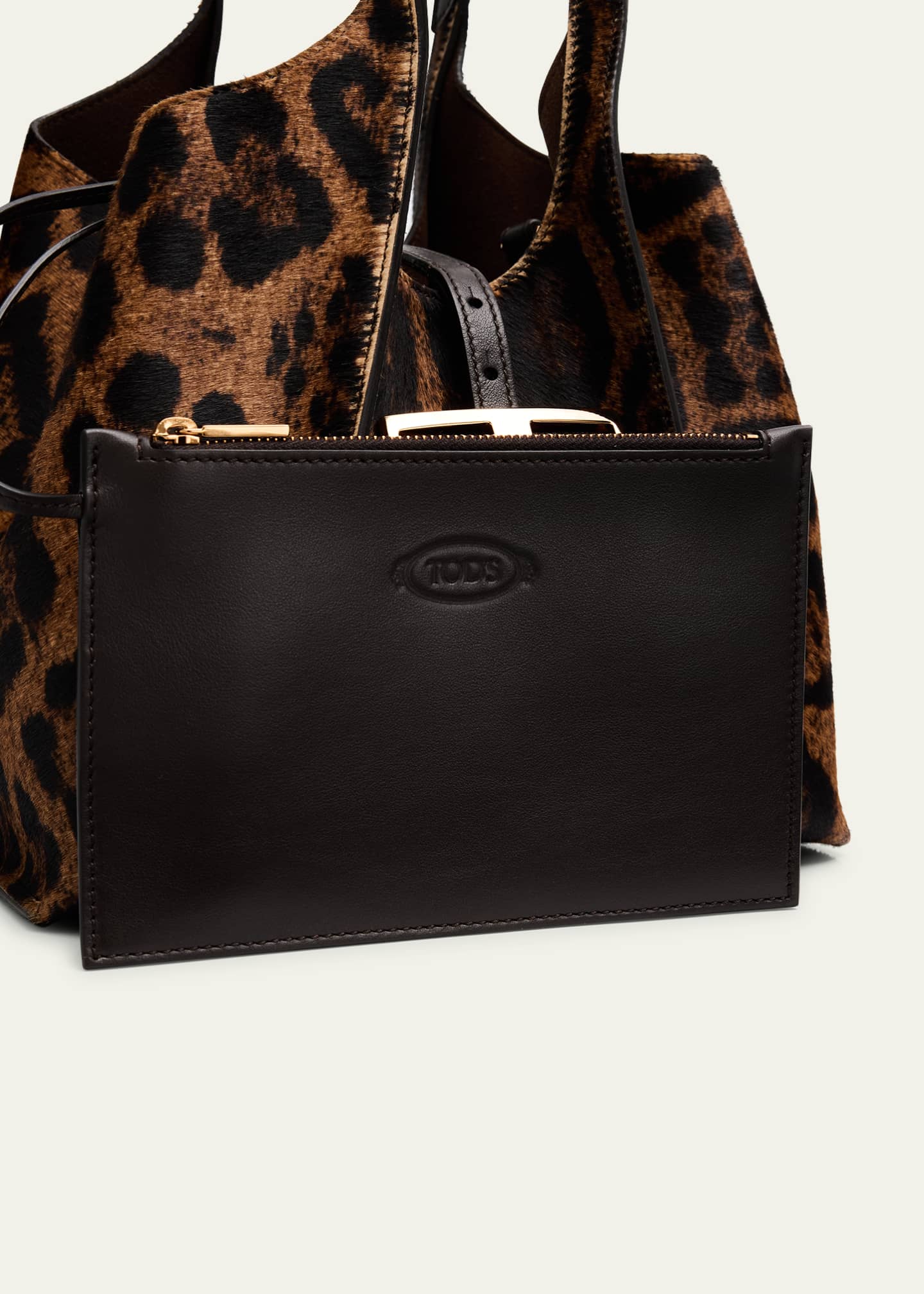 【美品】TOD'S CALF LEATHER TOTEBAG Tod's Animal-Print Calf Hair Shopping Tote Bag - Bergdorf Goodman