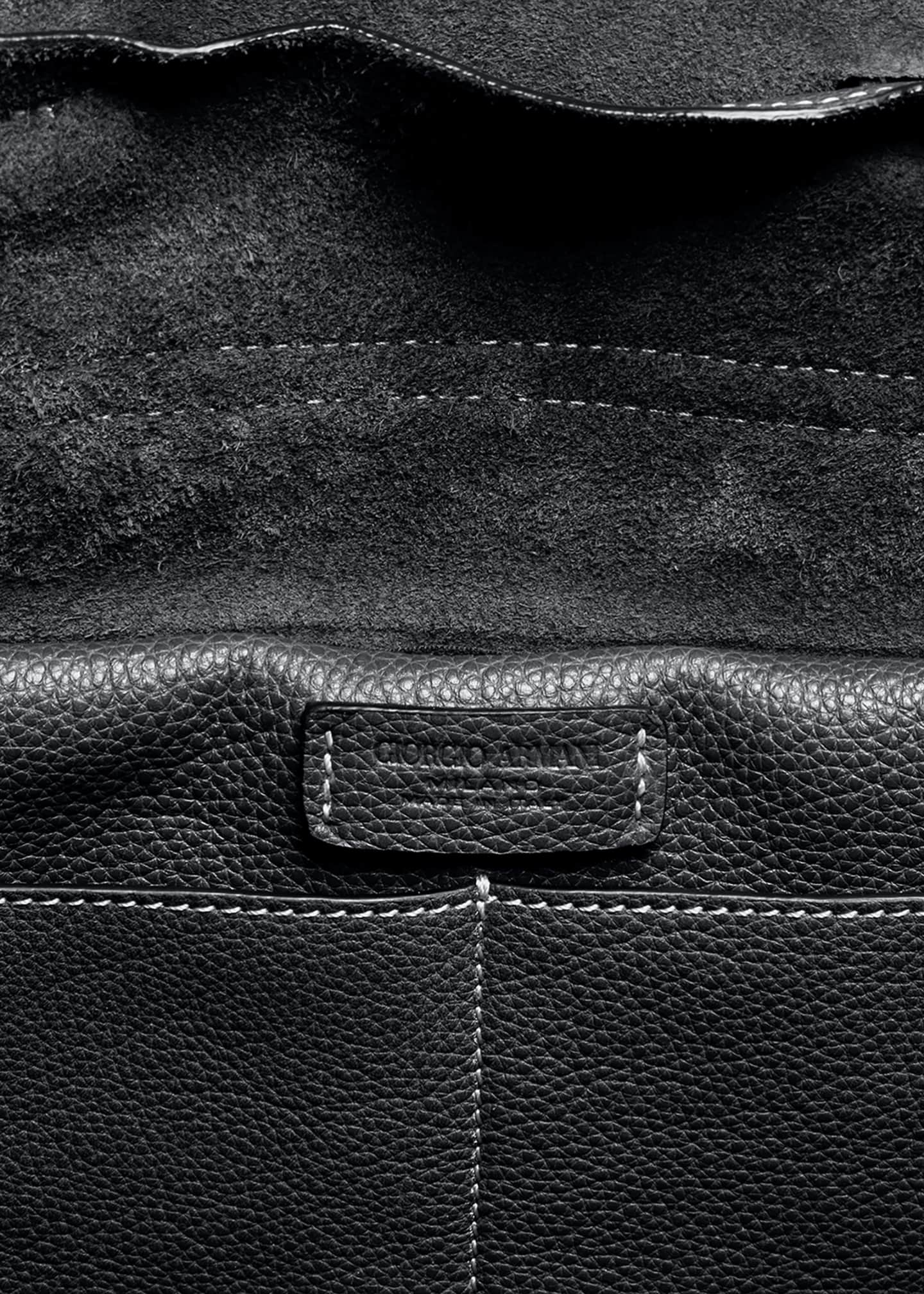 Giorgio Armani Men's Pebble Leather Flap-Top Backpack Image 3 of 3