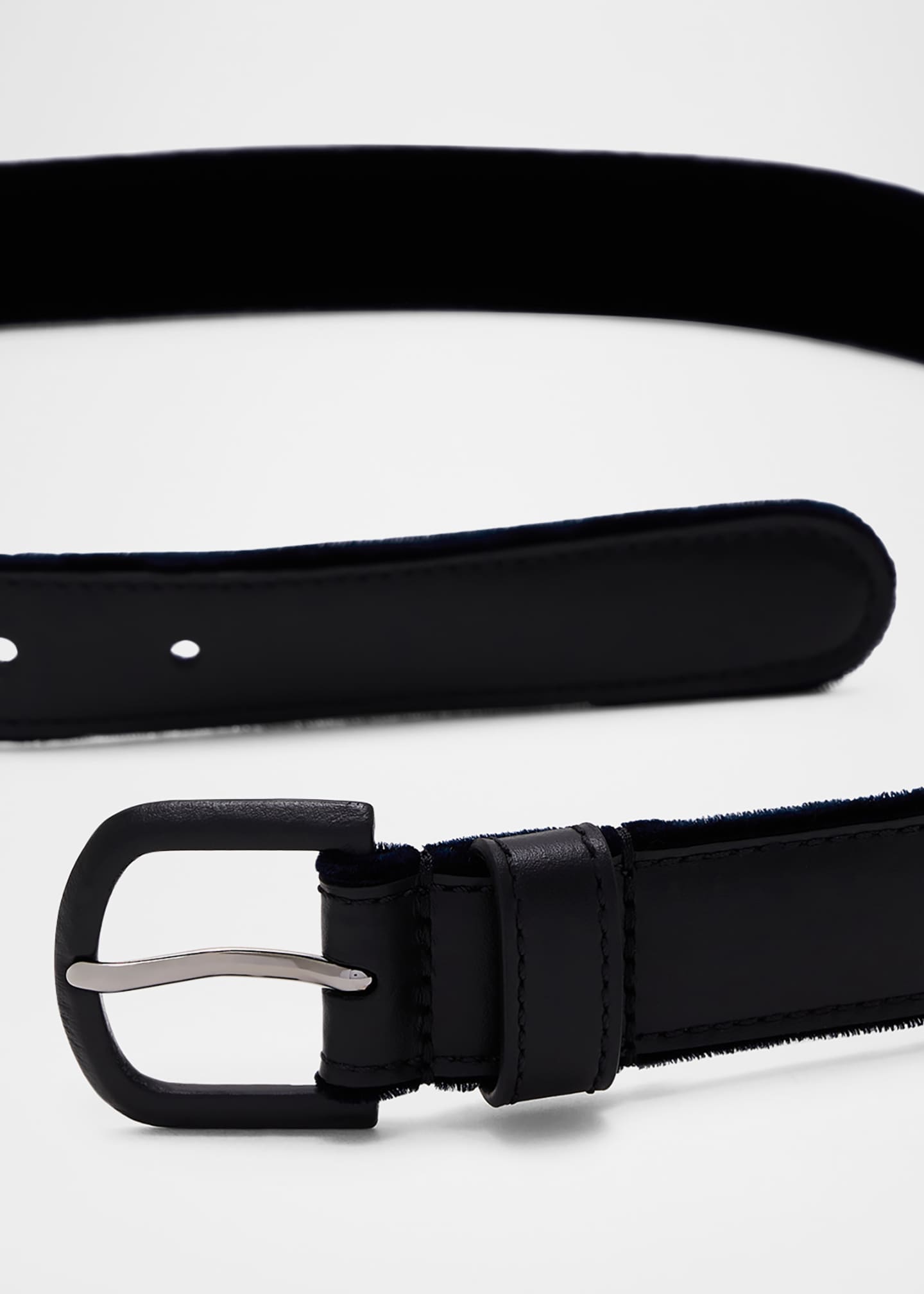 Giorgio Armani Men's Velvet-Trim Leather Belt Image 3 of 3