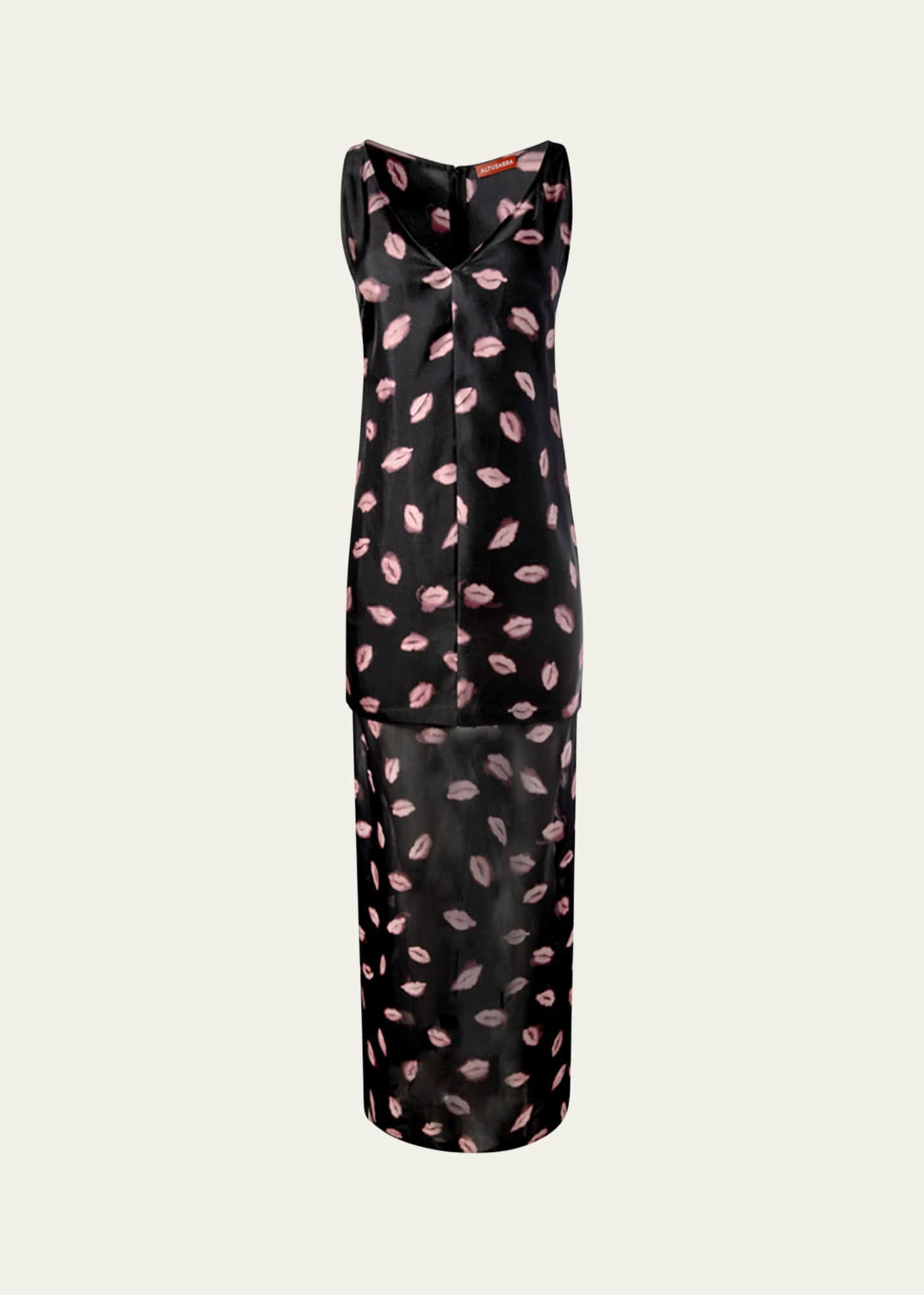 Altuzarra Katrin Lip-Print Silk Maxi Dress Image 1 of 5