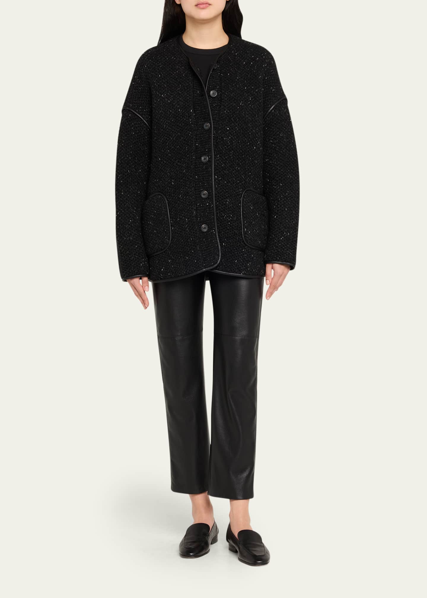 Altuzarra Medrano Leather-Piping Knit Jacket Image 2 of 5