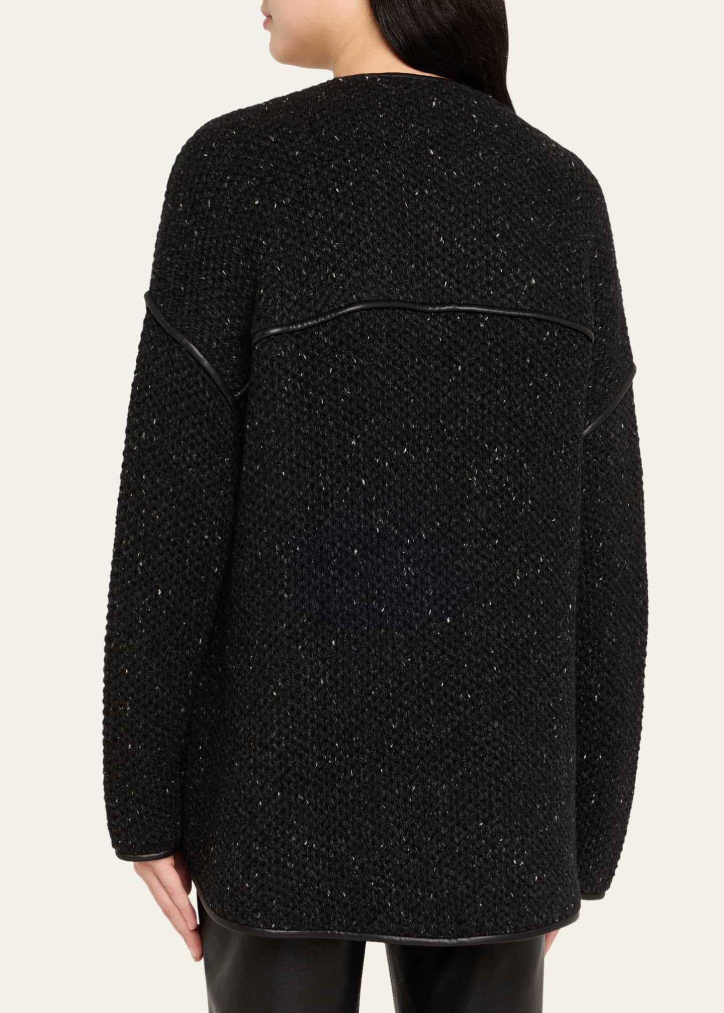 Altuzarra Medrano Leather-Piping Knit Jacket Image 3 of 5