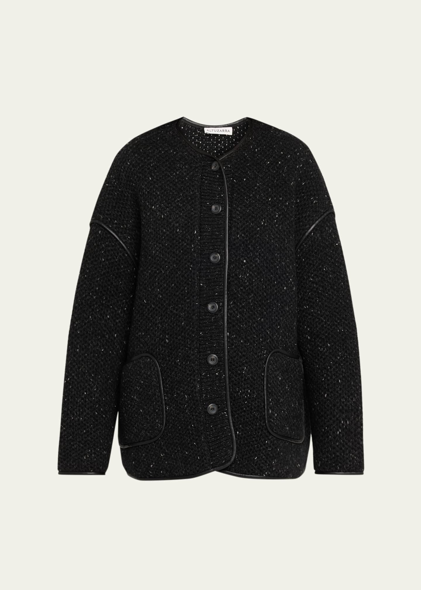 Altuzarra Medrano Leather-Piping Knit Jacket Image 1 of 5
