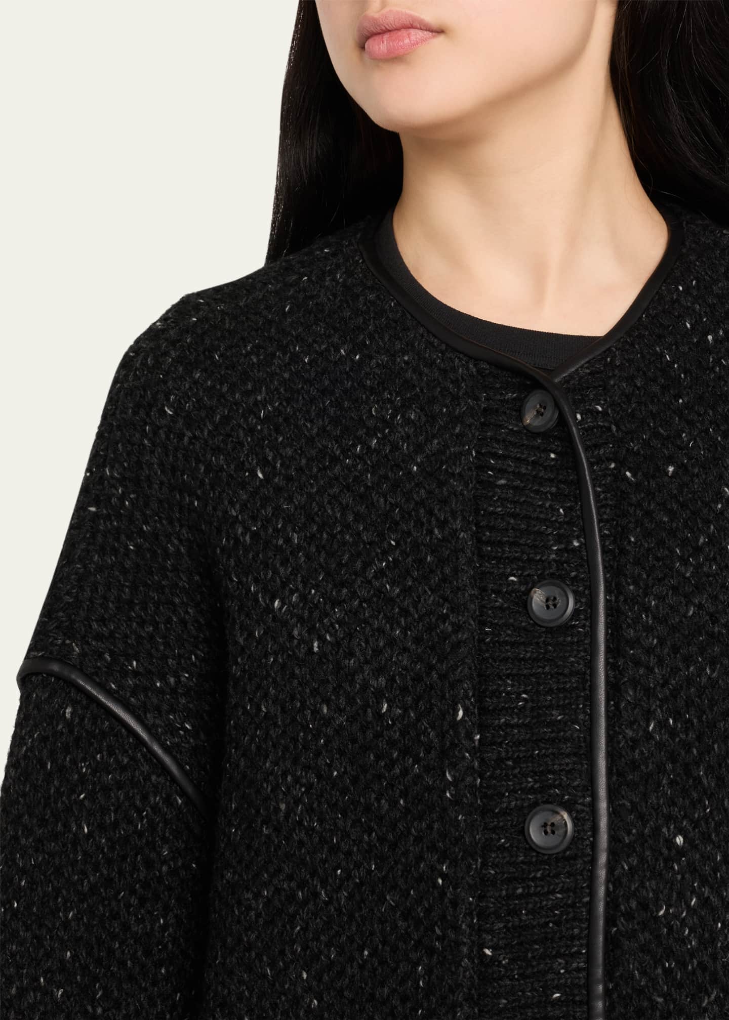 Altuzarra Medrano Leather-Piping Knit Jacket Image 5 of 5