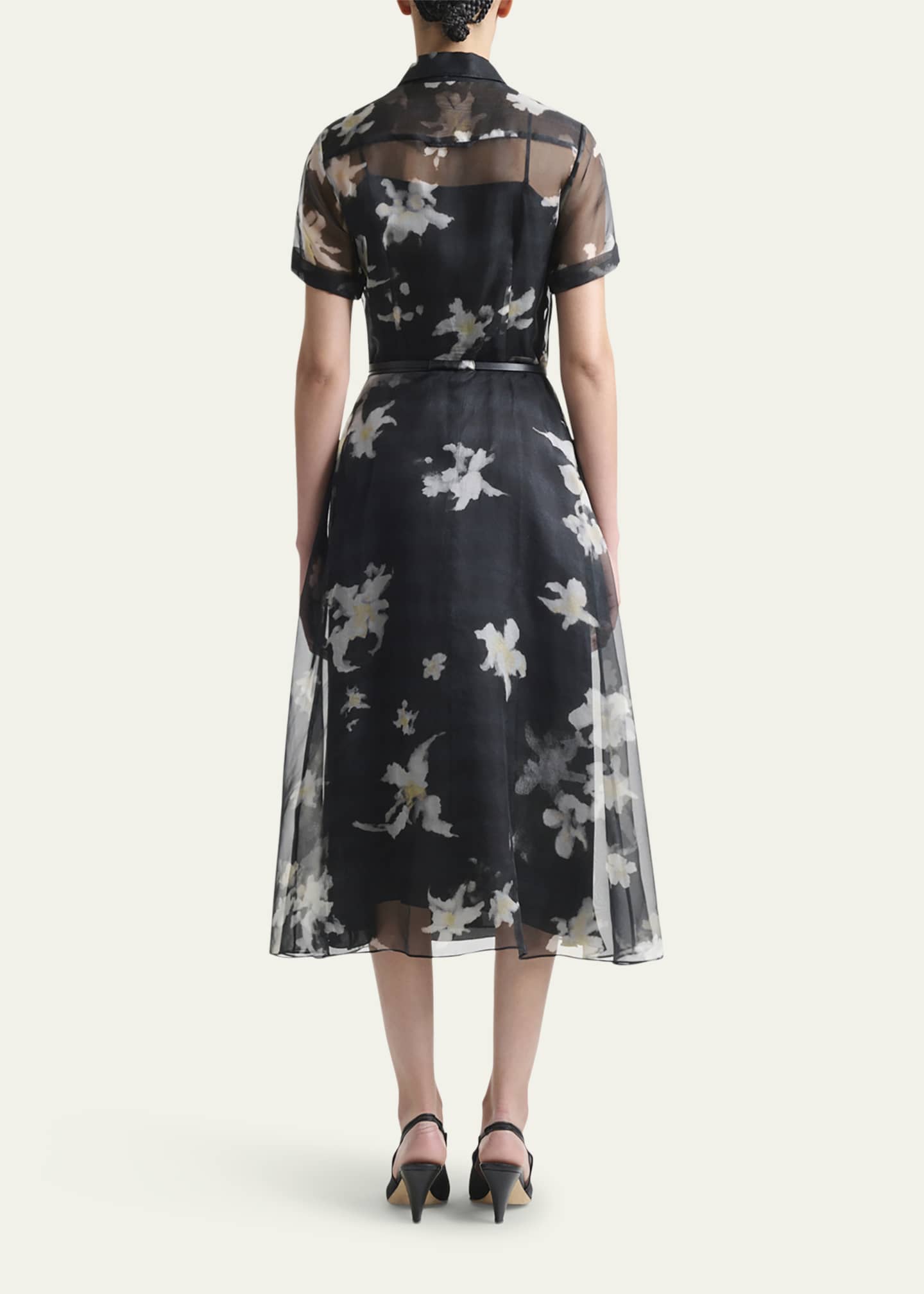 Altuzarra Kiera Floral Sheer Silk Midi Shirtdress Image 3 of 5