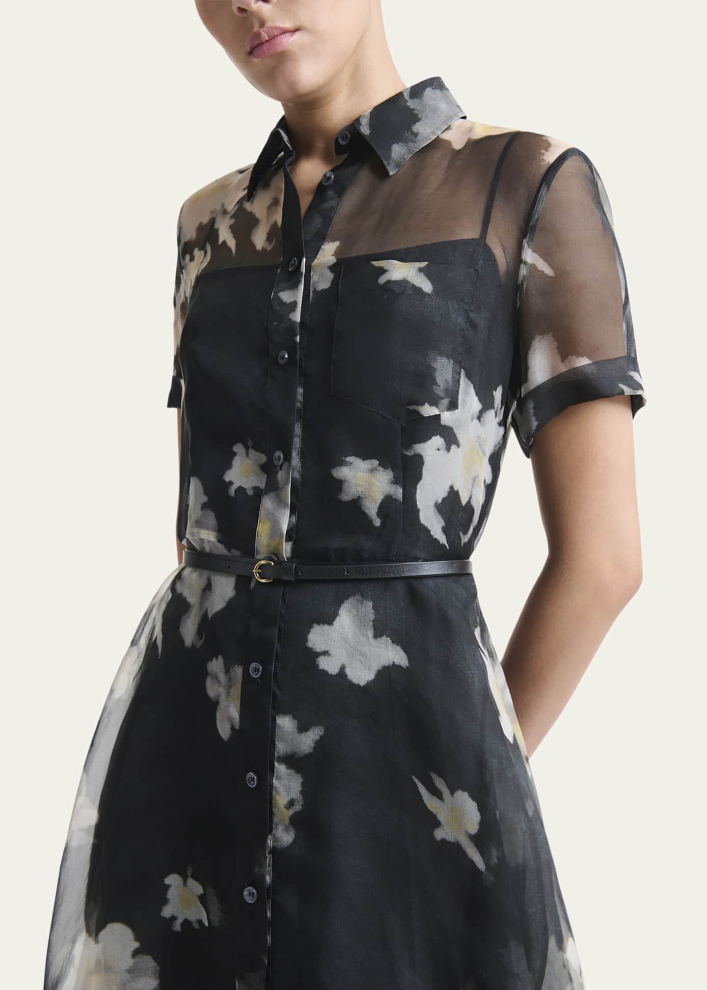 Altuzarra Kiera Floral Sheer Silk Midi Shirtdress Image 5 of 5