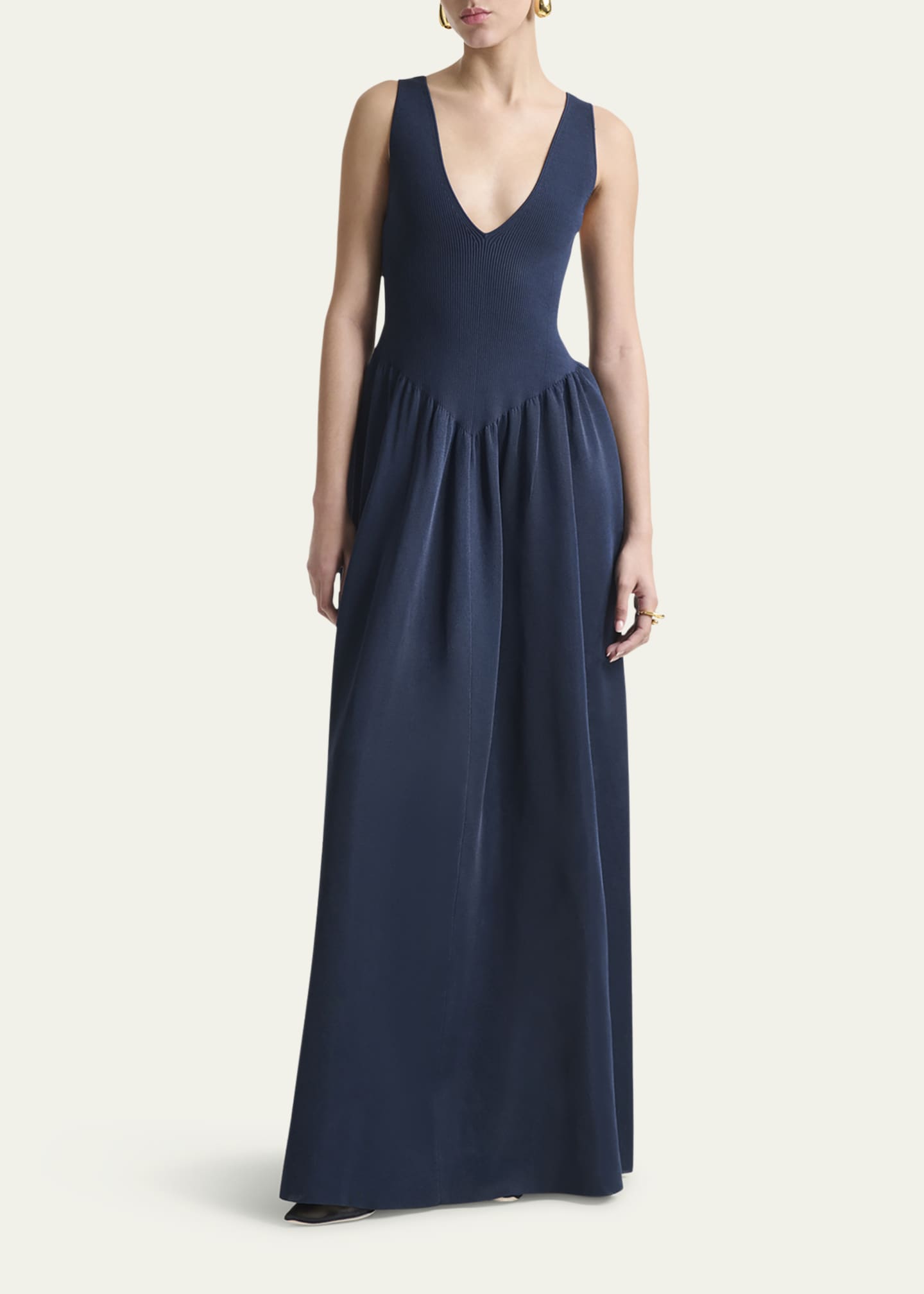Altuzarra Lollie Plunging Drop-Waist Maxi Dress Image 2 of 5