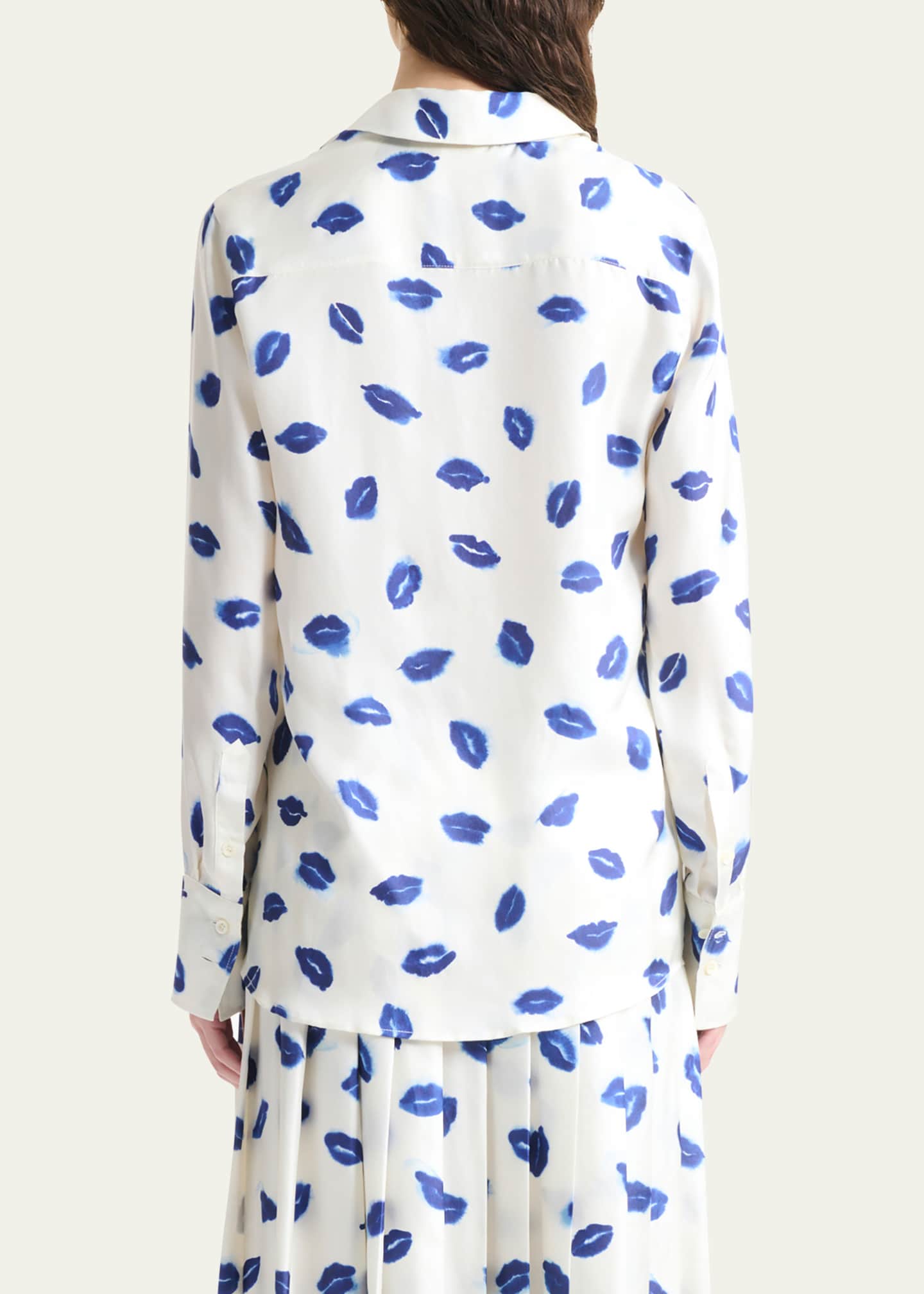 Altuzarra Chika Lip-Print Silk Button-Down Top Image 3 of 5