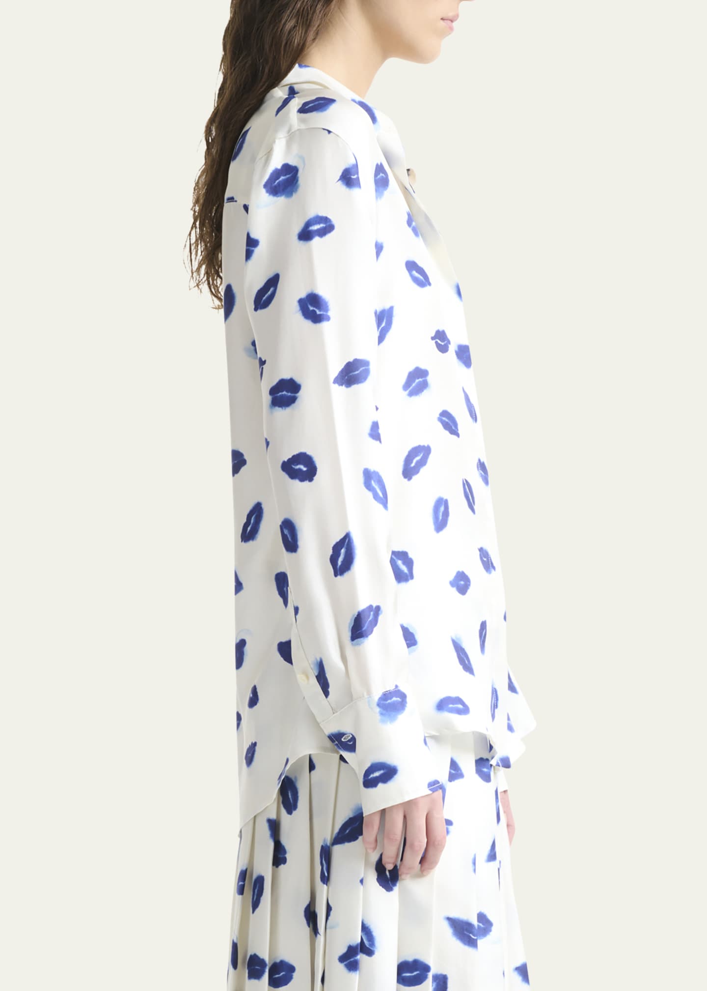 Altuzarra Chika Lip-Print Silk Button-Down Top Image 4 of 5