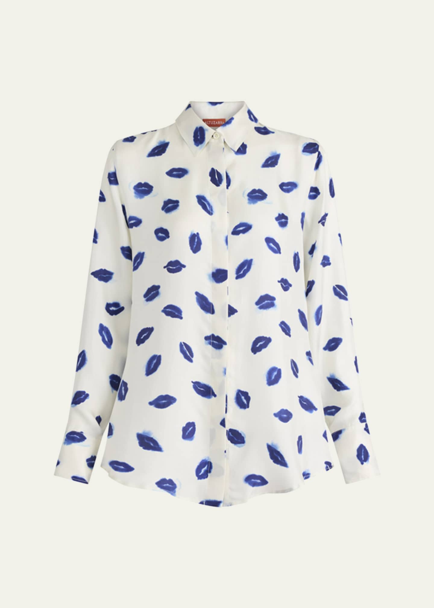Altuzarra Chika Lip-Print Silk Button-Down Top Image 1 of 5