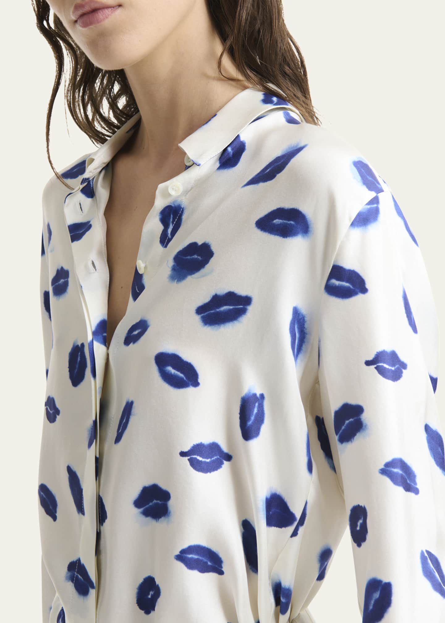 Altuzarra Chika Lip-Print Silk Button-Down Top Image 5 of 5