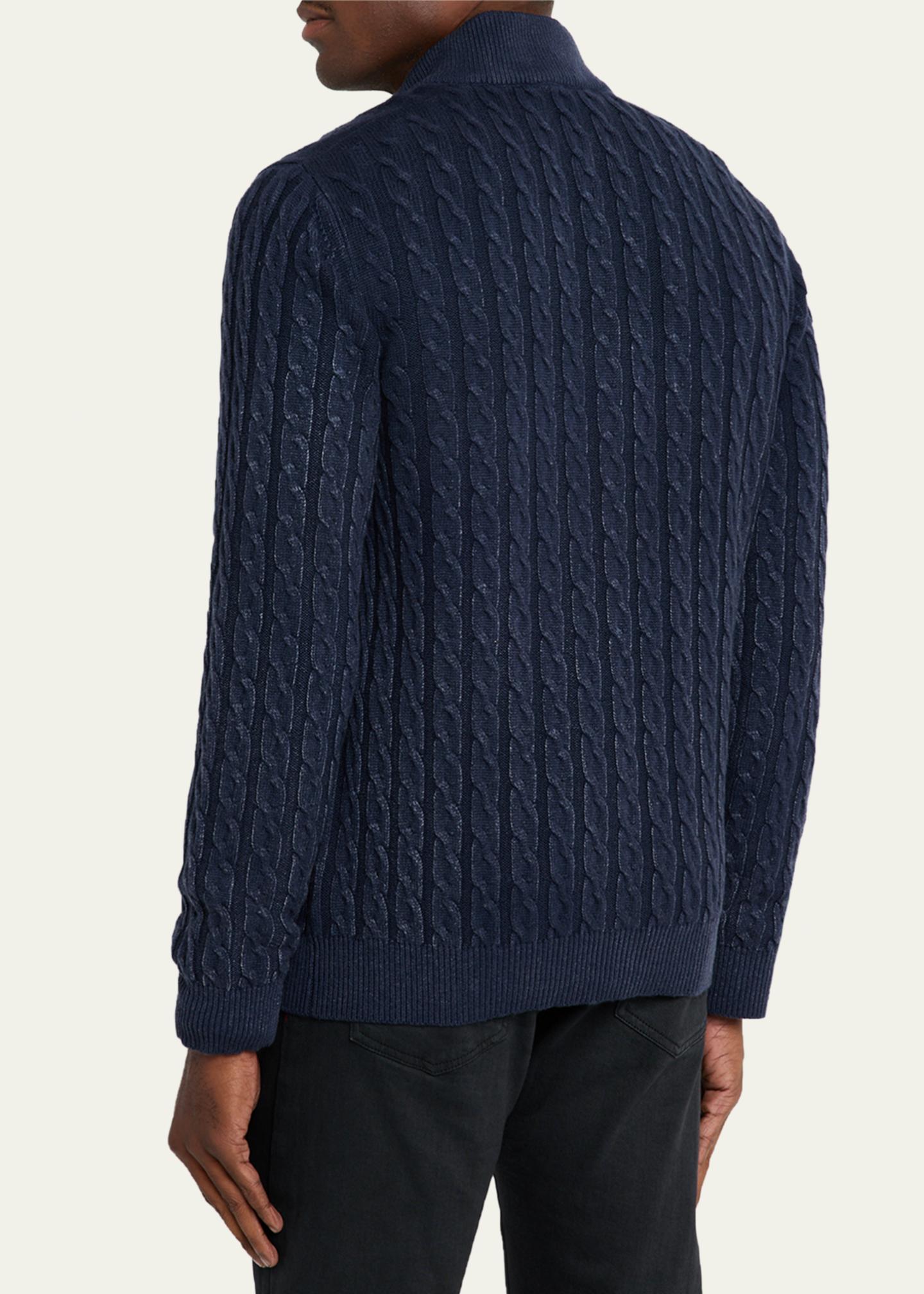 Kiton Men's Washed Cashmere Cable Knit Full-Zip Sweater - Bergdorf