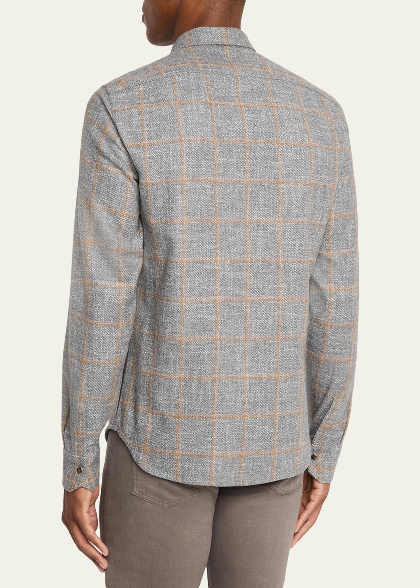 Kiton Men's Windowpane Snap-Front Overshirt - Bergdorf Goodman