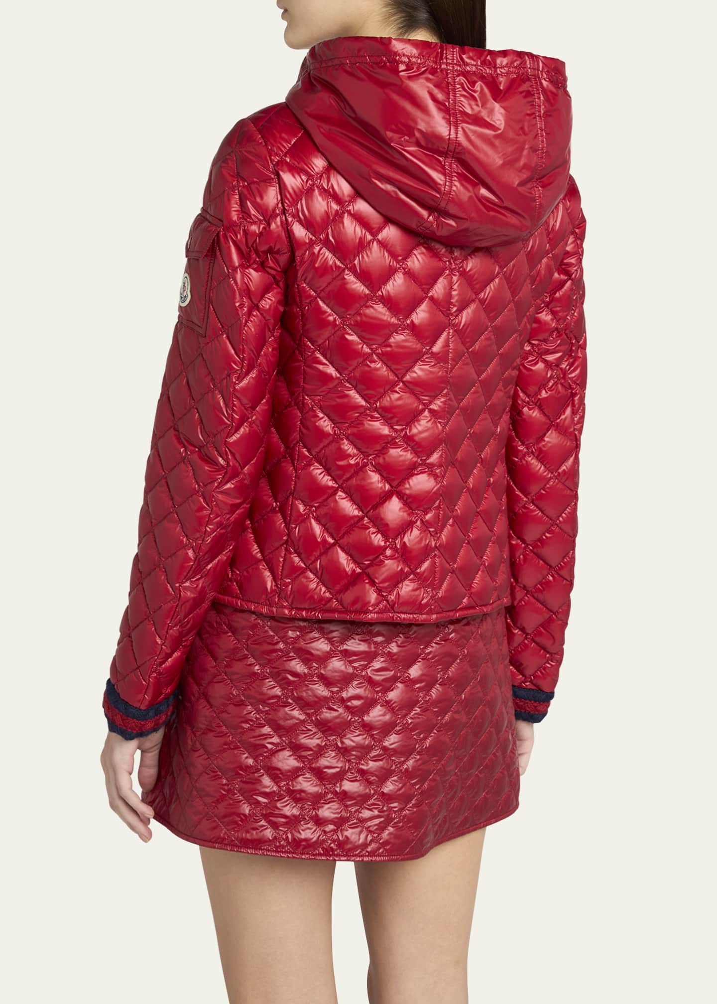 Moncler Corbelin Hooded Down Moto Jacket Image 3 of 5