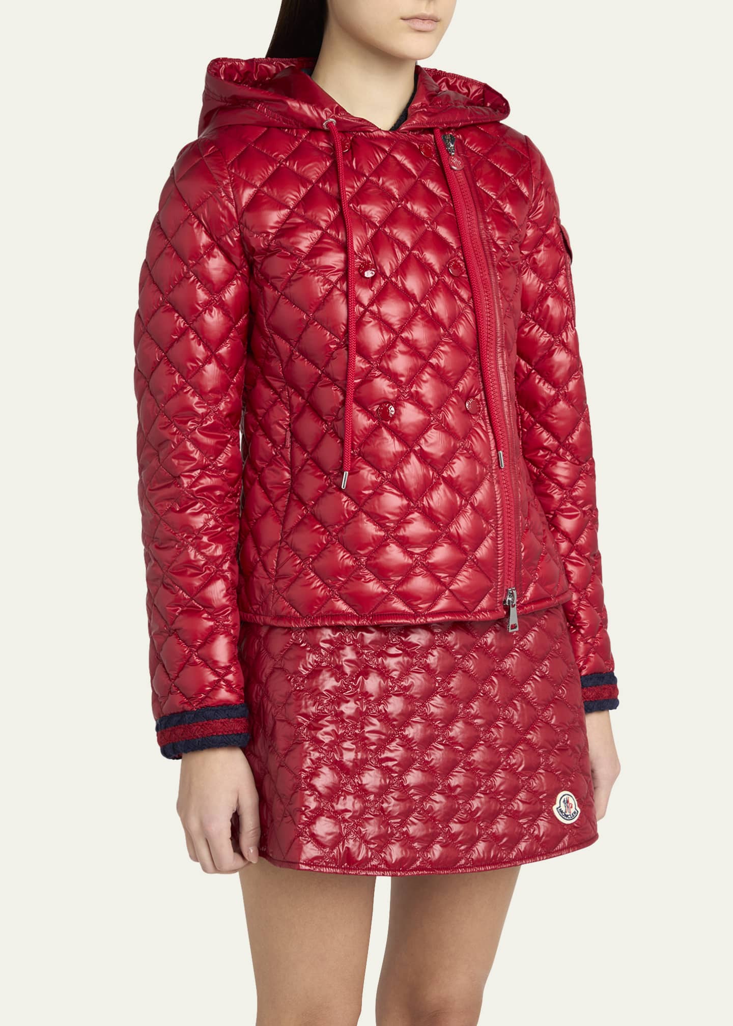 Moncler Corbelin Hooded Down Moto Jacket Image 4 of 5