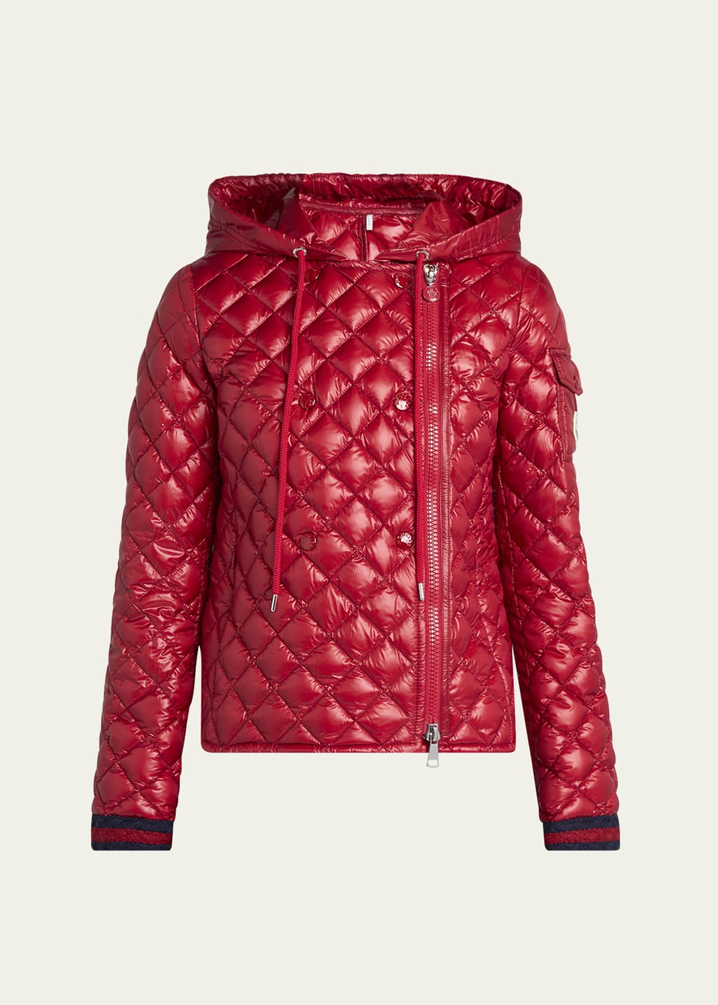 Moncler Corbelin Hooded Down Moto Jacket Image 1 of 5