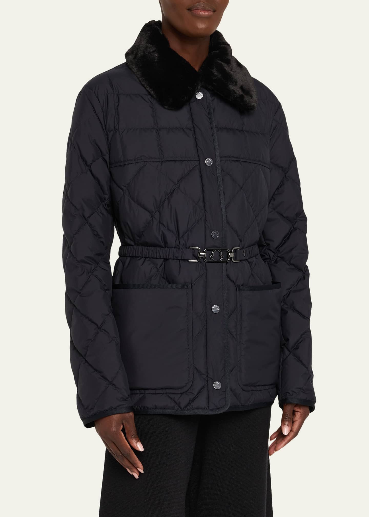 Moncler Cygne Faux Fur-Trimmed Down Jacket - Bergdorf Goodman