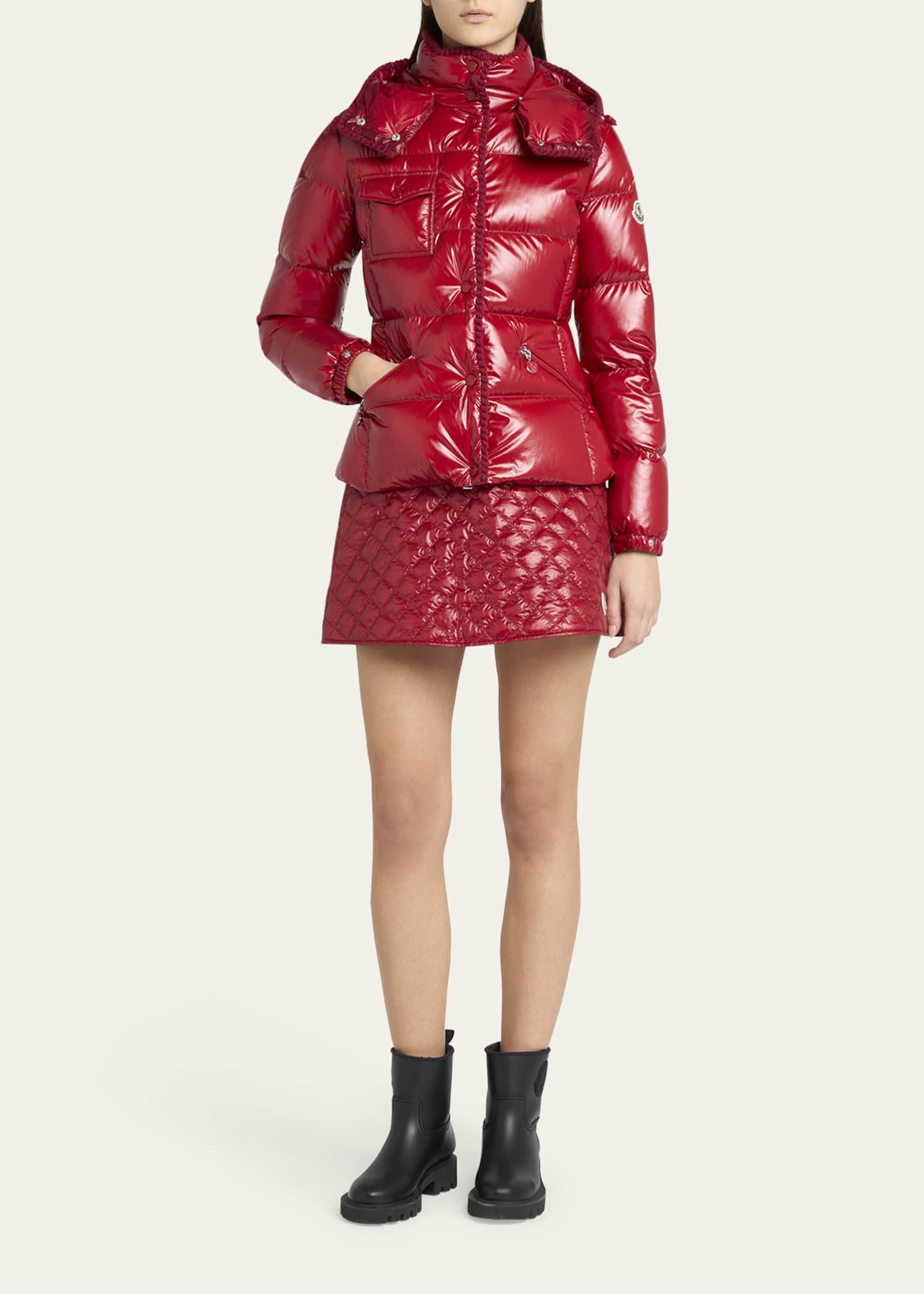 ダウンジャケット・コート MONCLER GLAREINS DOWN JACKET Moncler Glareins Hooded Short Down Jacket with Braided Trim