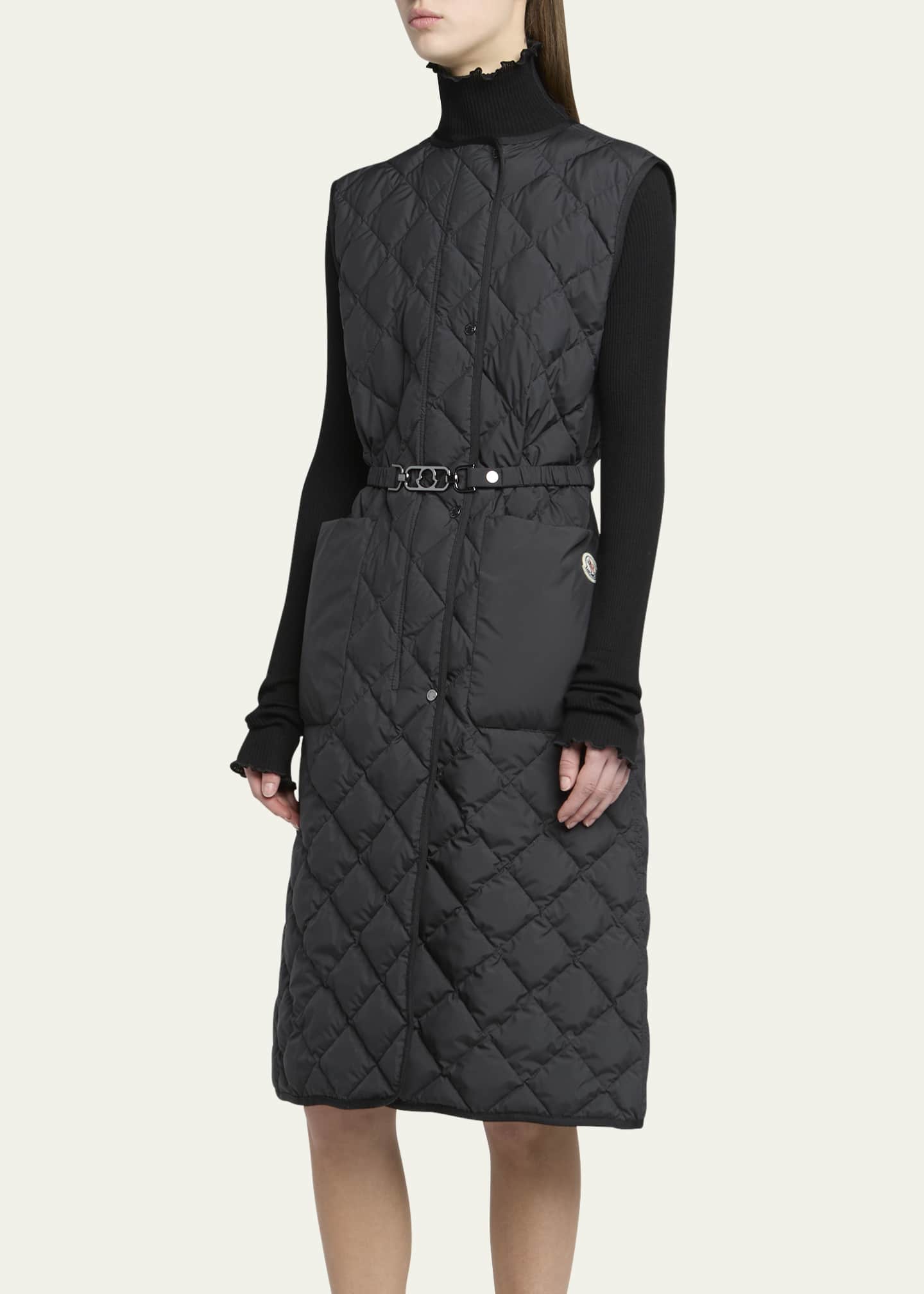 Moncler Butor Diamond-Quilted Long Down Vest Image 4 of 5