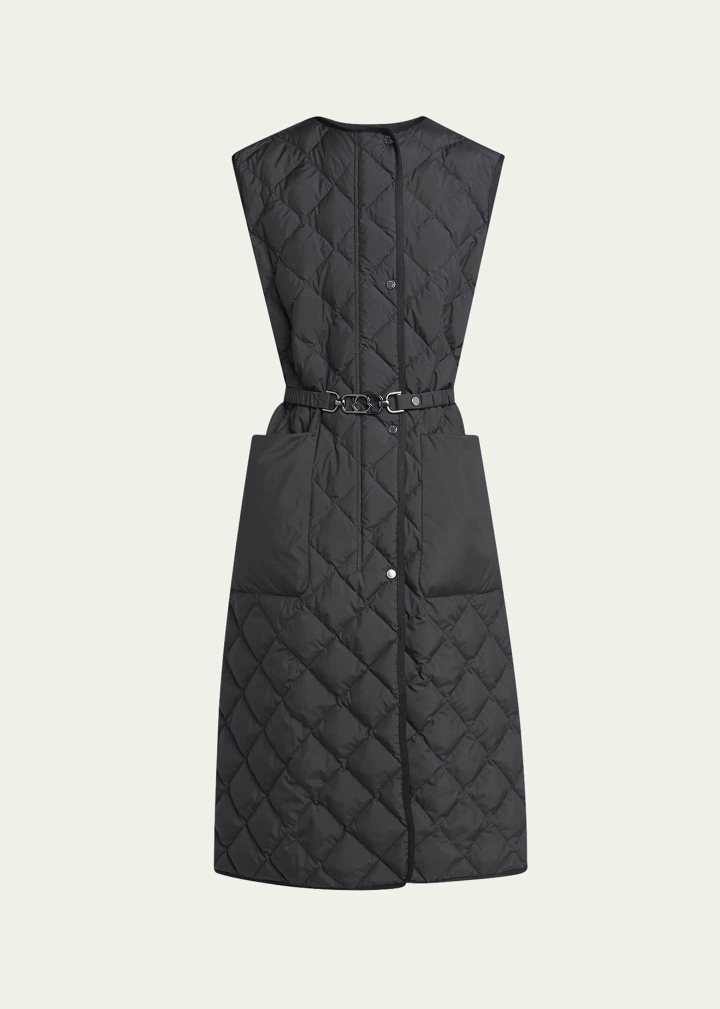 Moncler Butor Diamond-Quilted Long Down Vest Image 1 of 5
