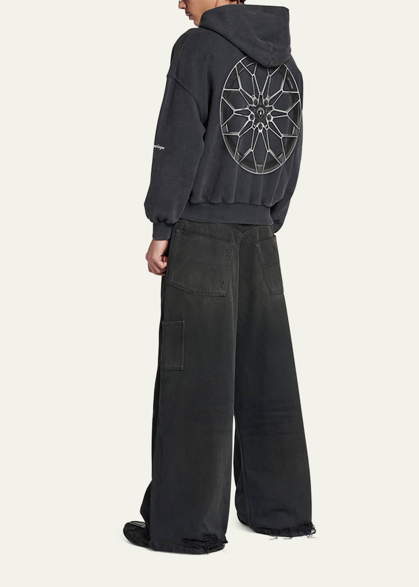 Men's Distressed Wide-Leg Carpenter Pants