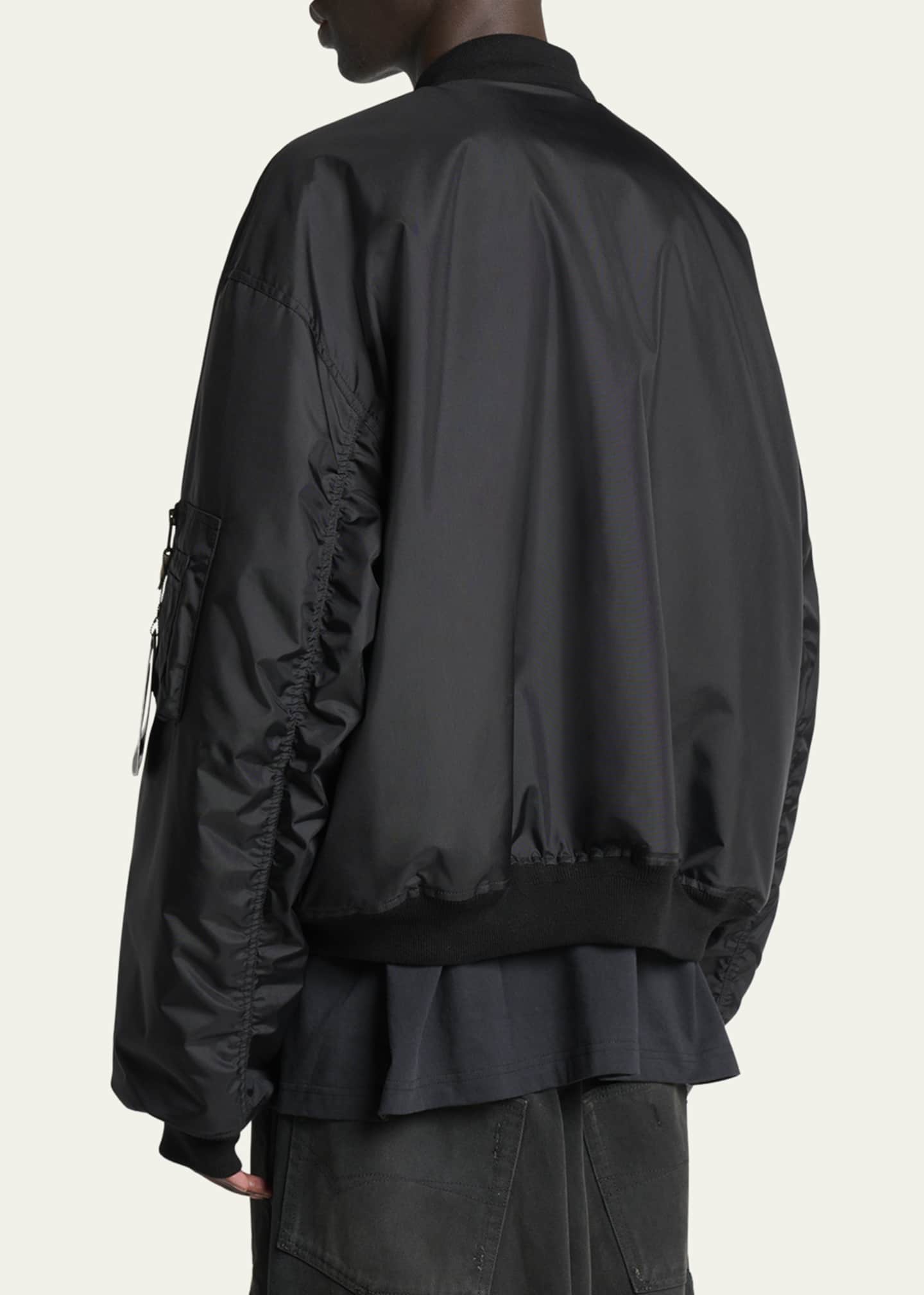 Balenciaga Men's Crest Patch Oversized Nylon Bomber Jacket Image 3 of 5