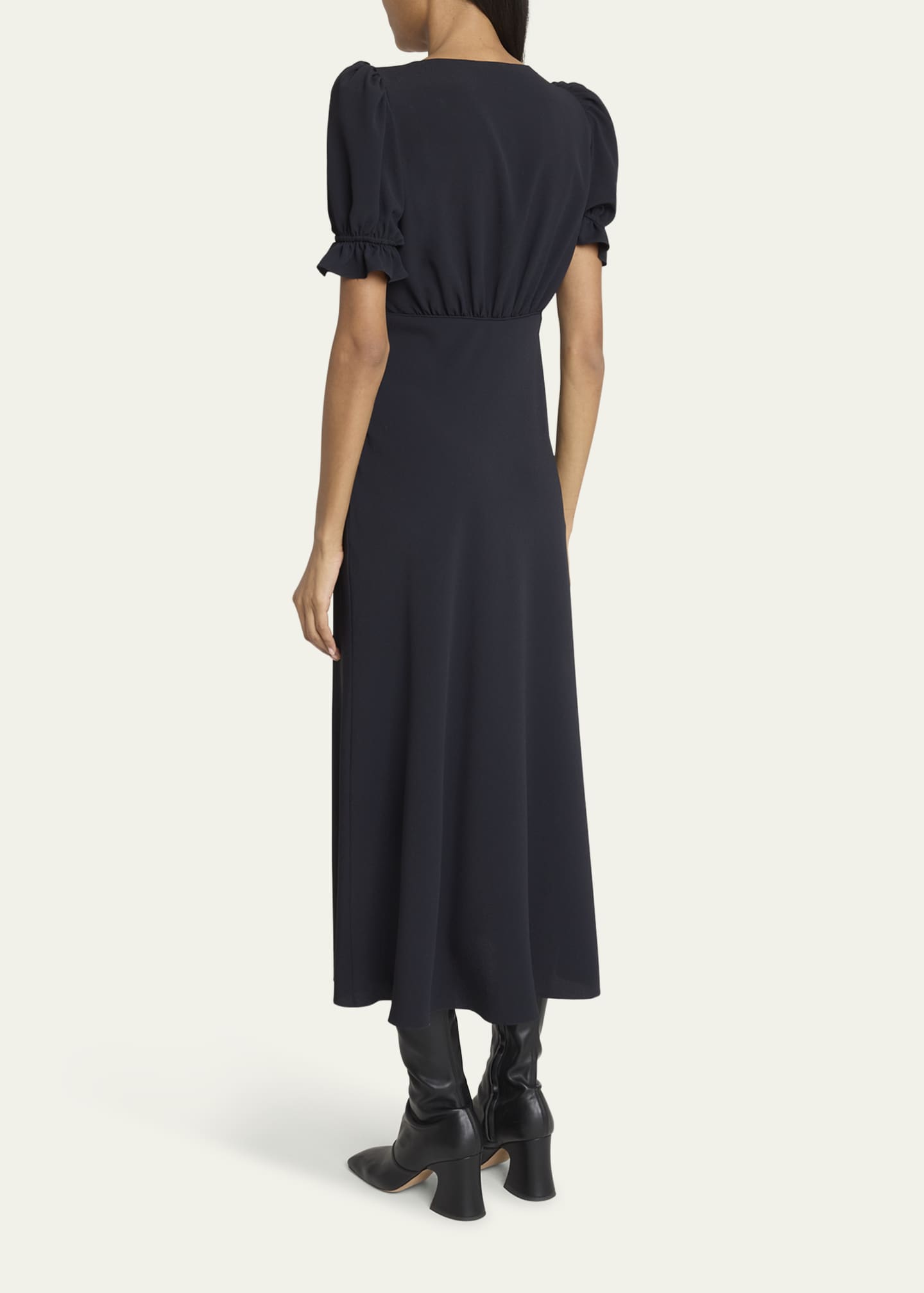 Chlo Women's Scoopneck Button-Front Midi-Dress - Black - Size 6