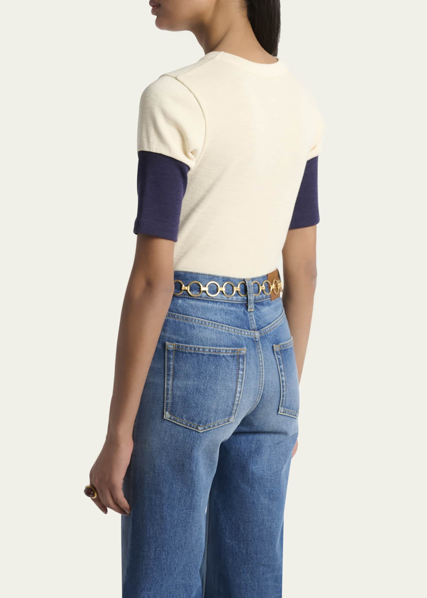 Chloe Logo Embroidered Heavy Cotton Wool T-Shirt Image 3 of 5