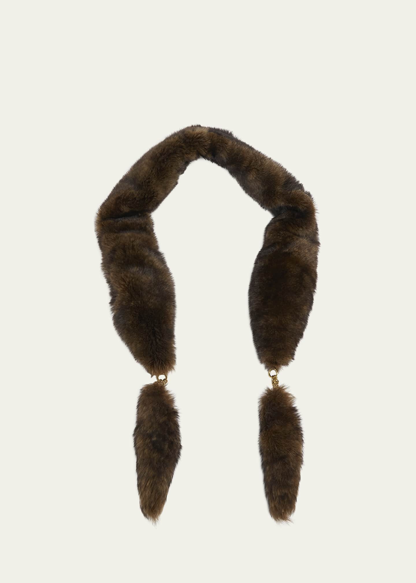 Chloe Lamb Shearling Chain-Tails Scarf Image 1 of 2